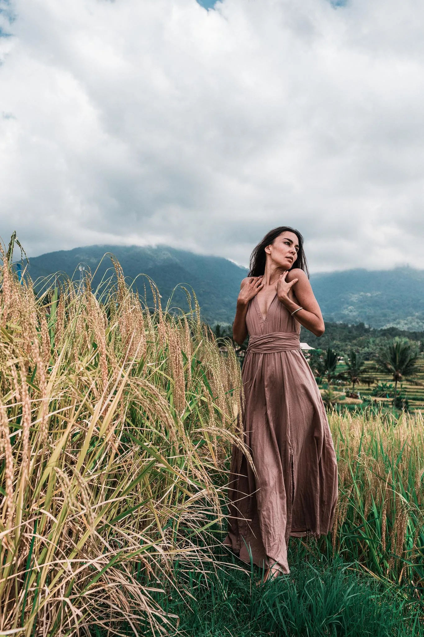 Dusty Pink Boho Bridesmaid Dress Convertible