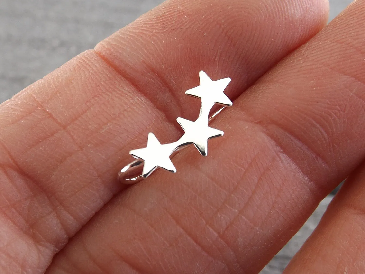 Ear Pin Earrings, Stars Cuff, Bar Ear Sweep, Wire Ear Wrap, Cuff Earring, Minimalistic, Silver Ear Pin, Ear Pin, Curved Star Sweep, Line