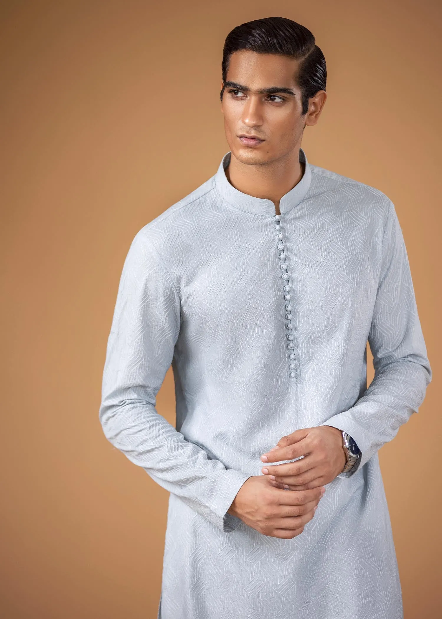 Embroidered Kurta - Sea Breeze