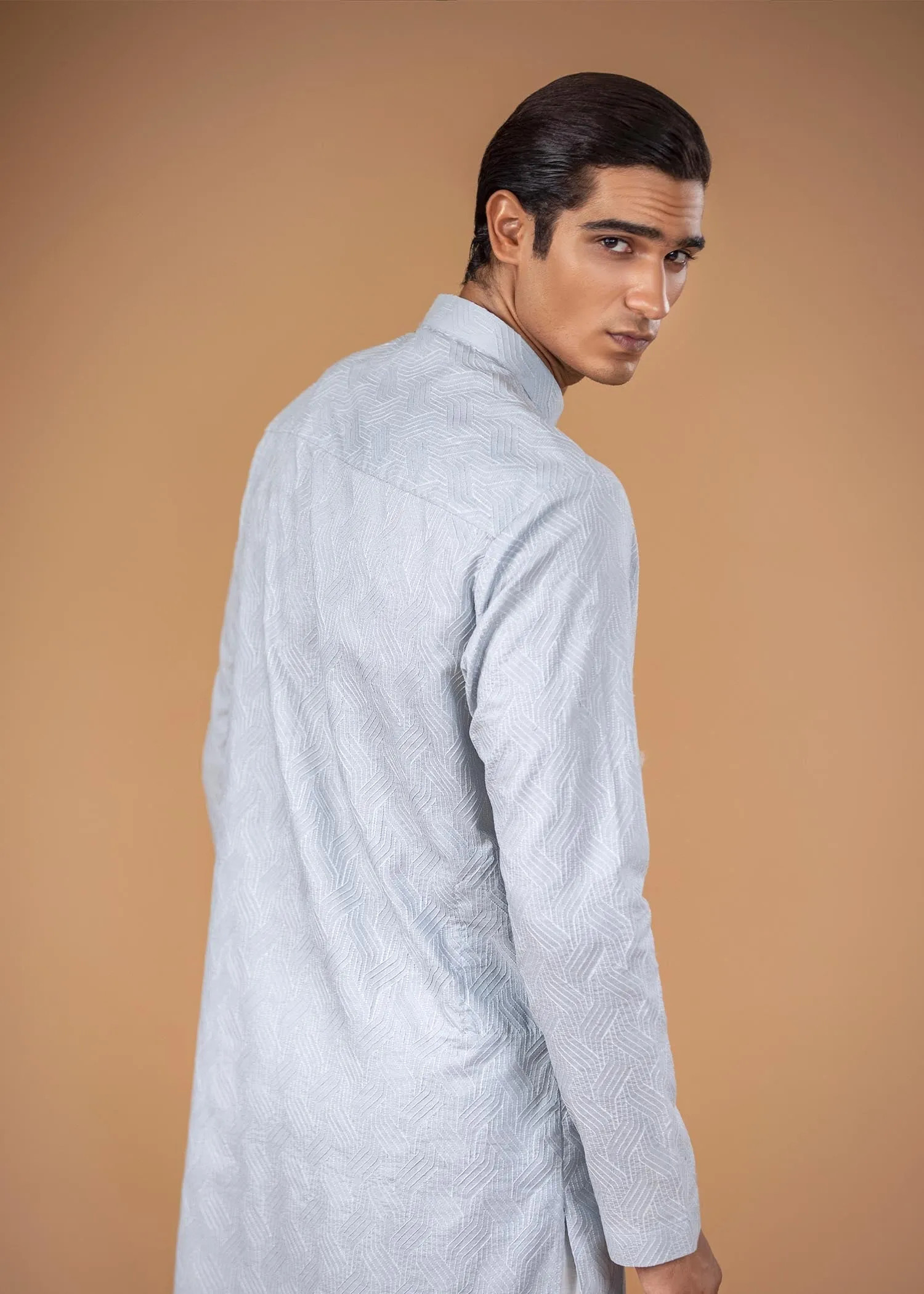 Embroidered Kurta - Sea Breeze