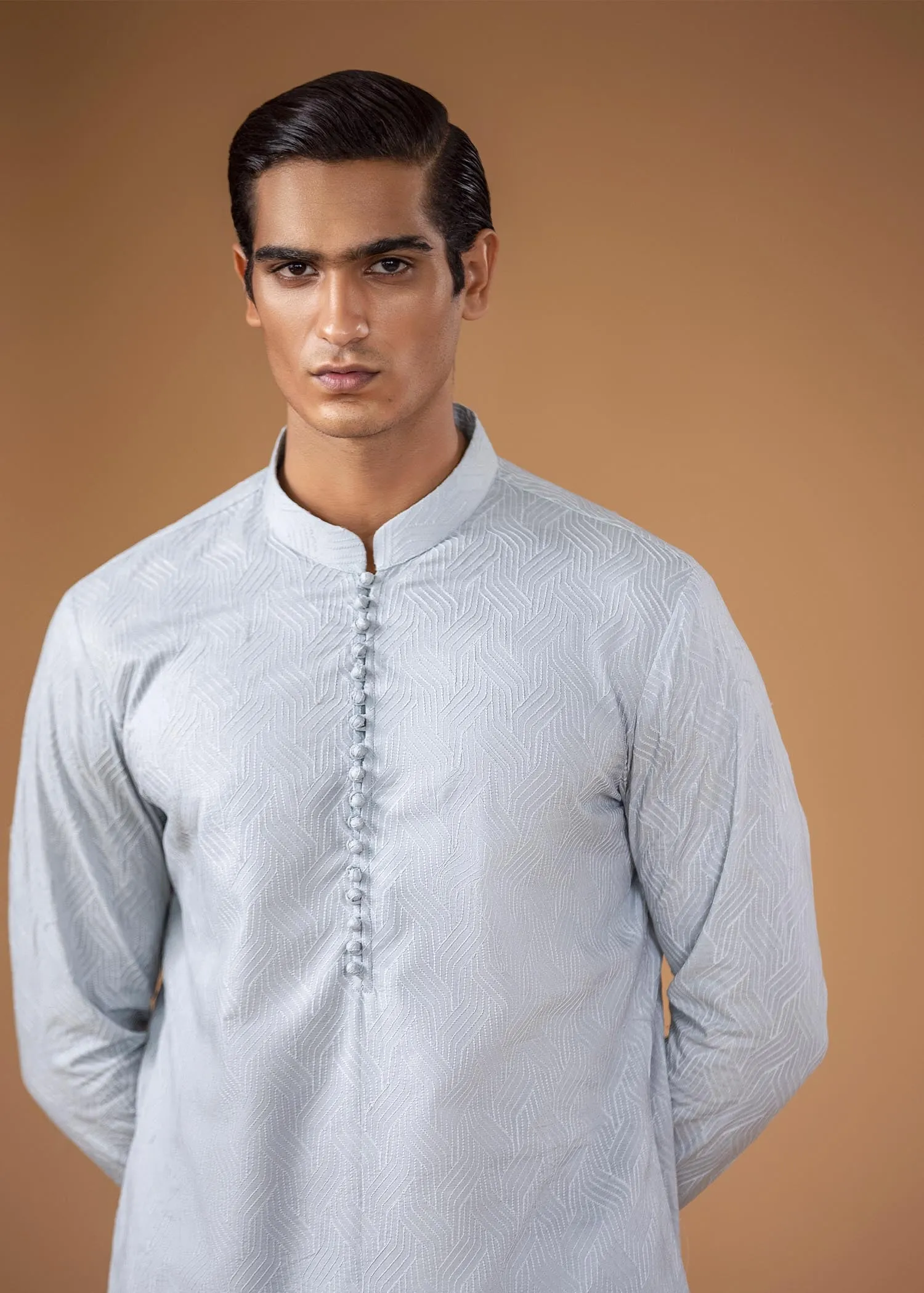 Embroidered Kurta - Sea Breeze