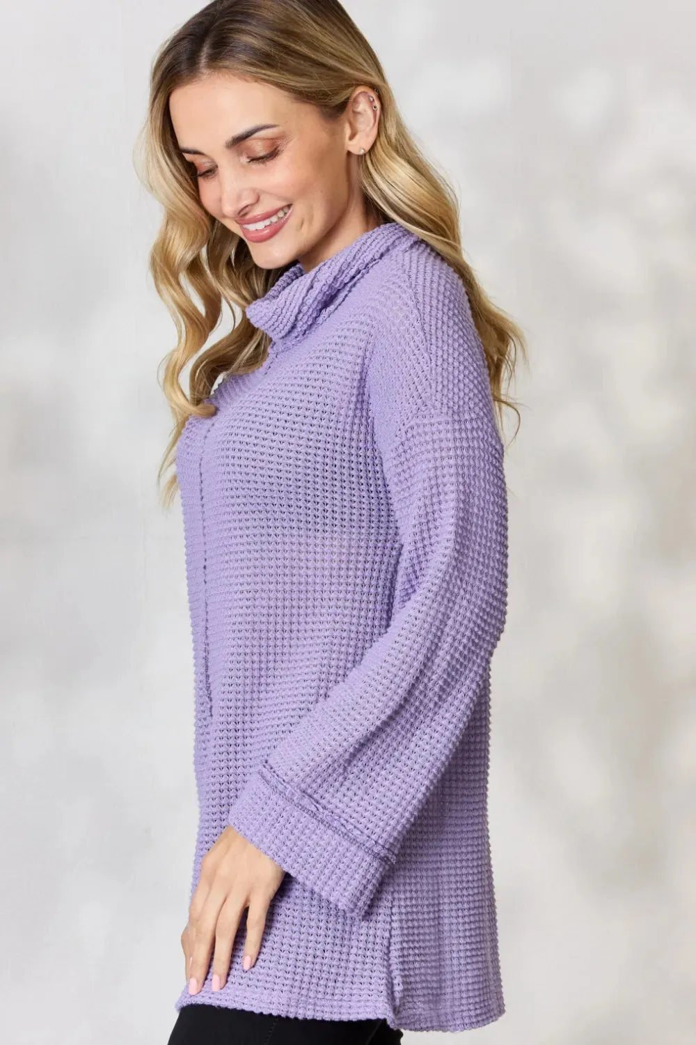 Exposed Seam Waffle Knit Top