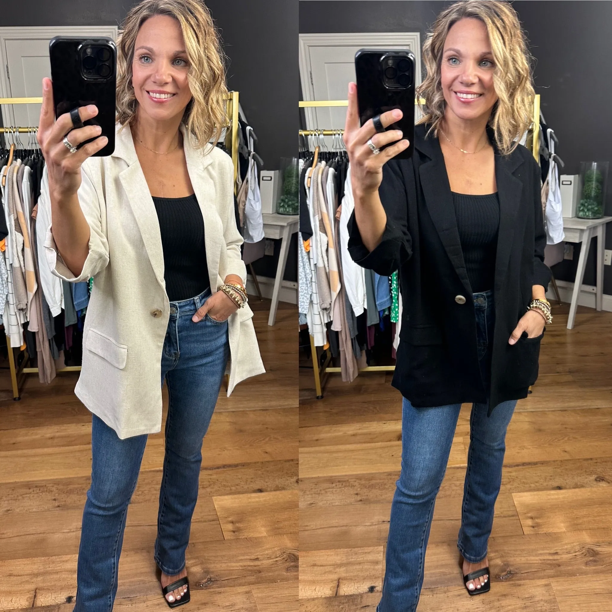 First Directions Linen Boyfriend Fit Blazer - Multiple Options