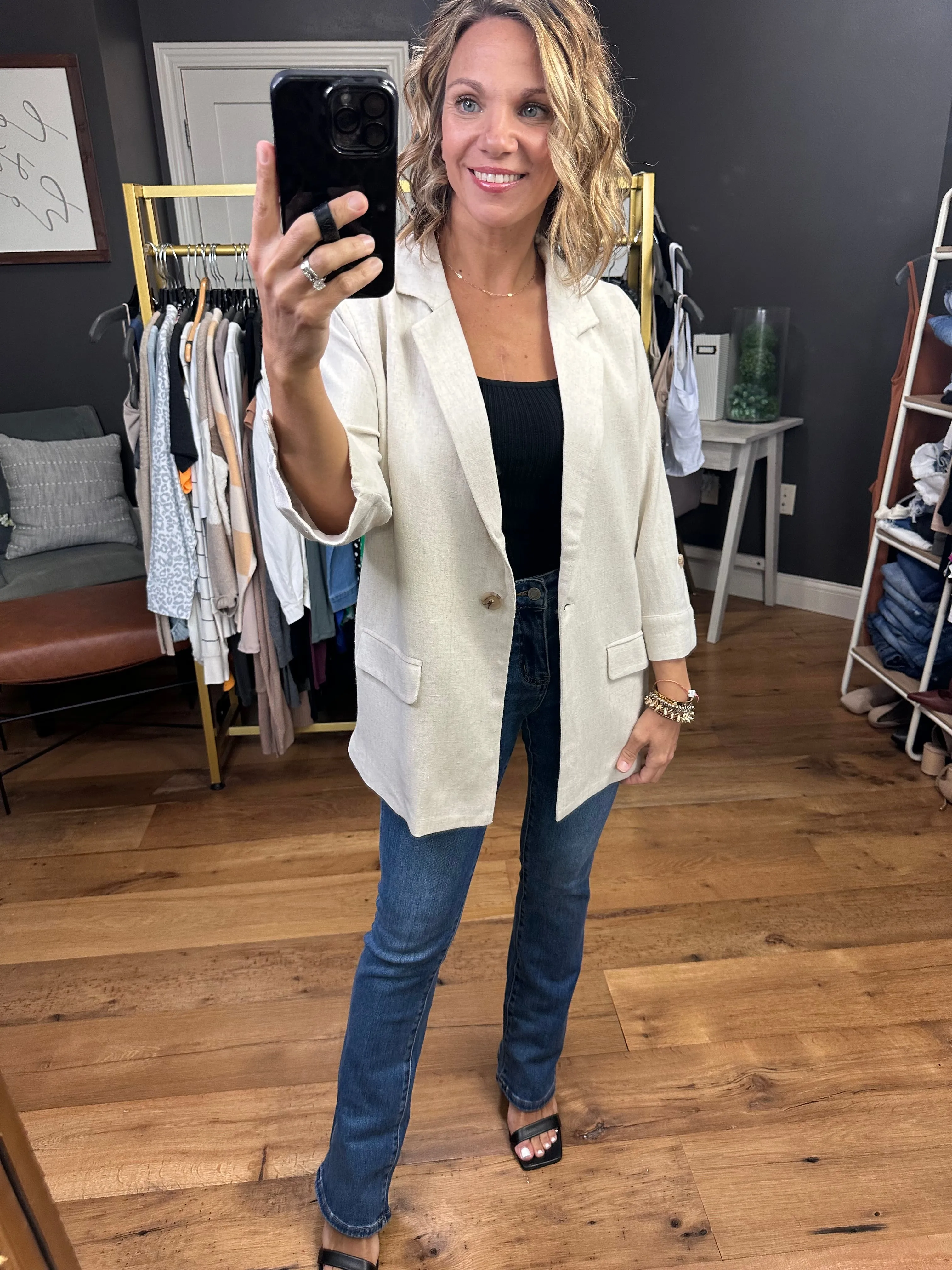 First Directions Linen Boyfriend Fit Blazer - Multiple Options