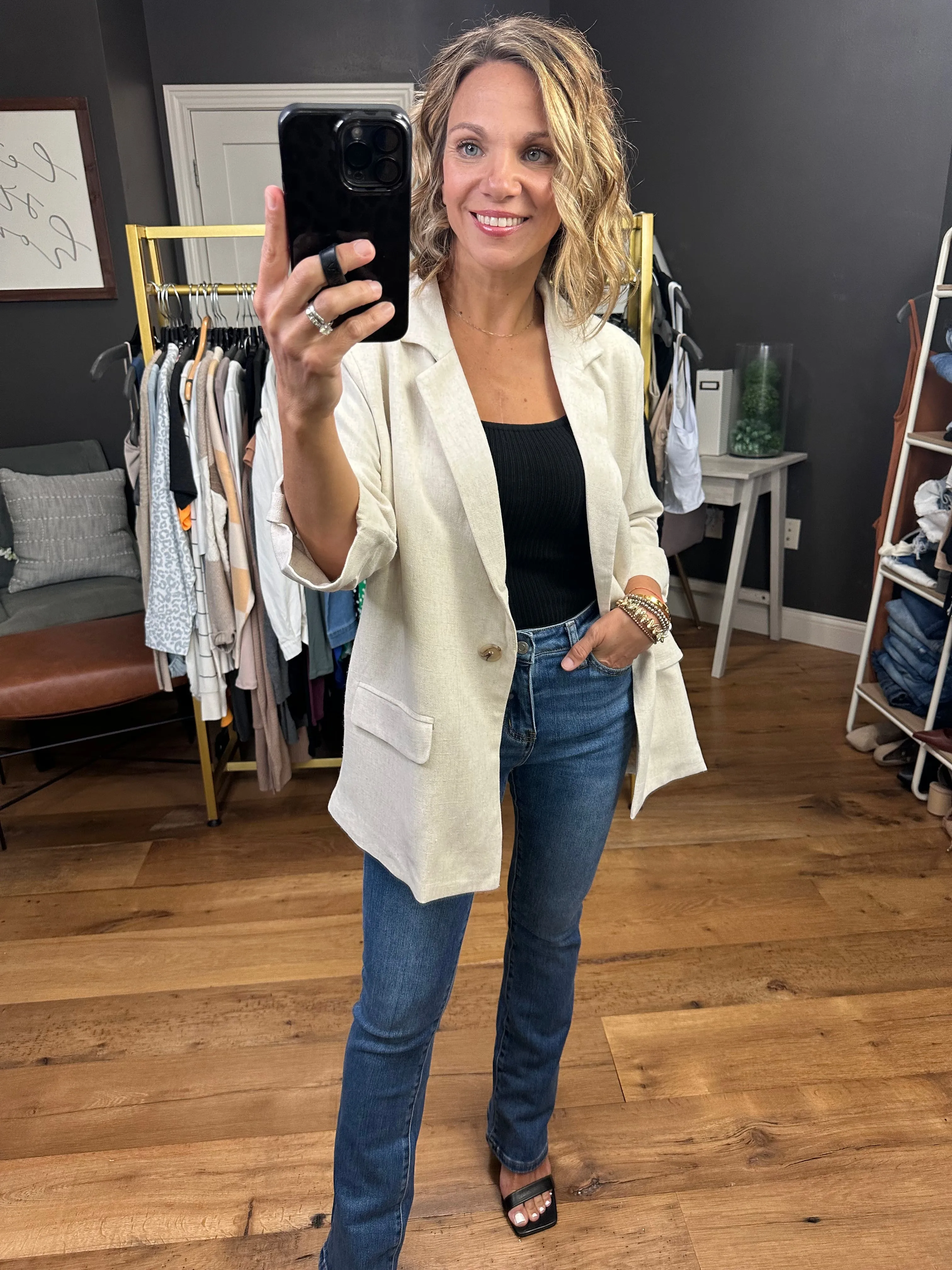 First Directions Linen Boyfriend Fit Blazer - Multiple Options