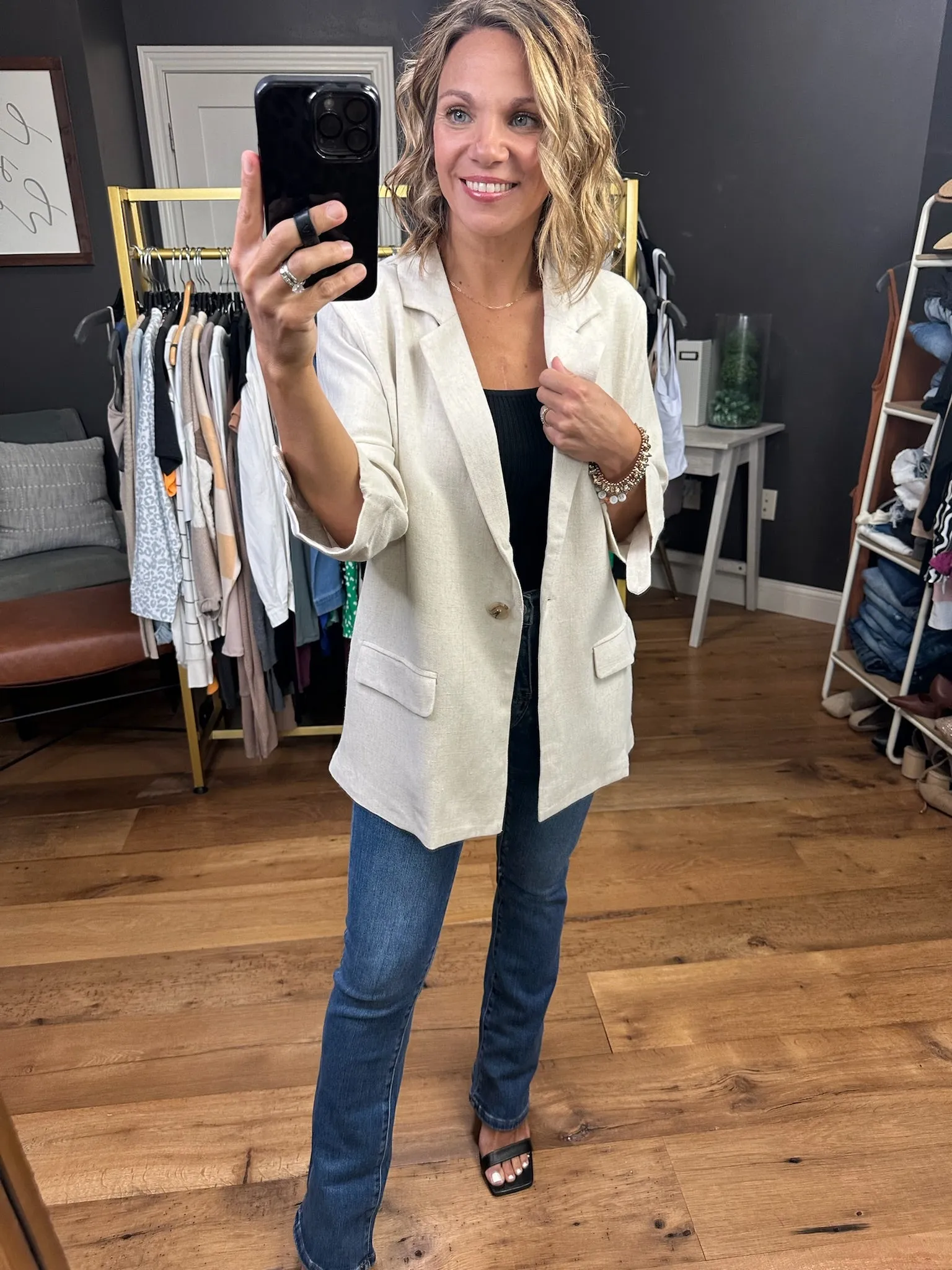 First Directions Linen Boyfriend Fit Blazer - Multiple Options