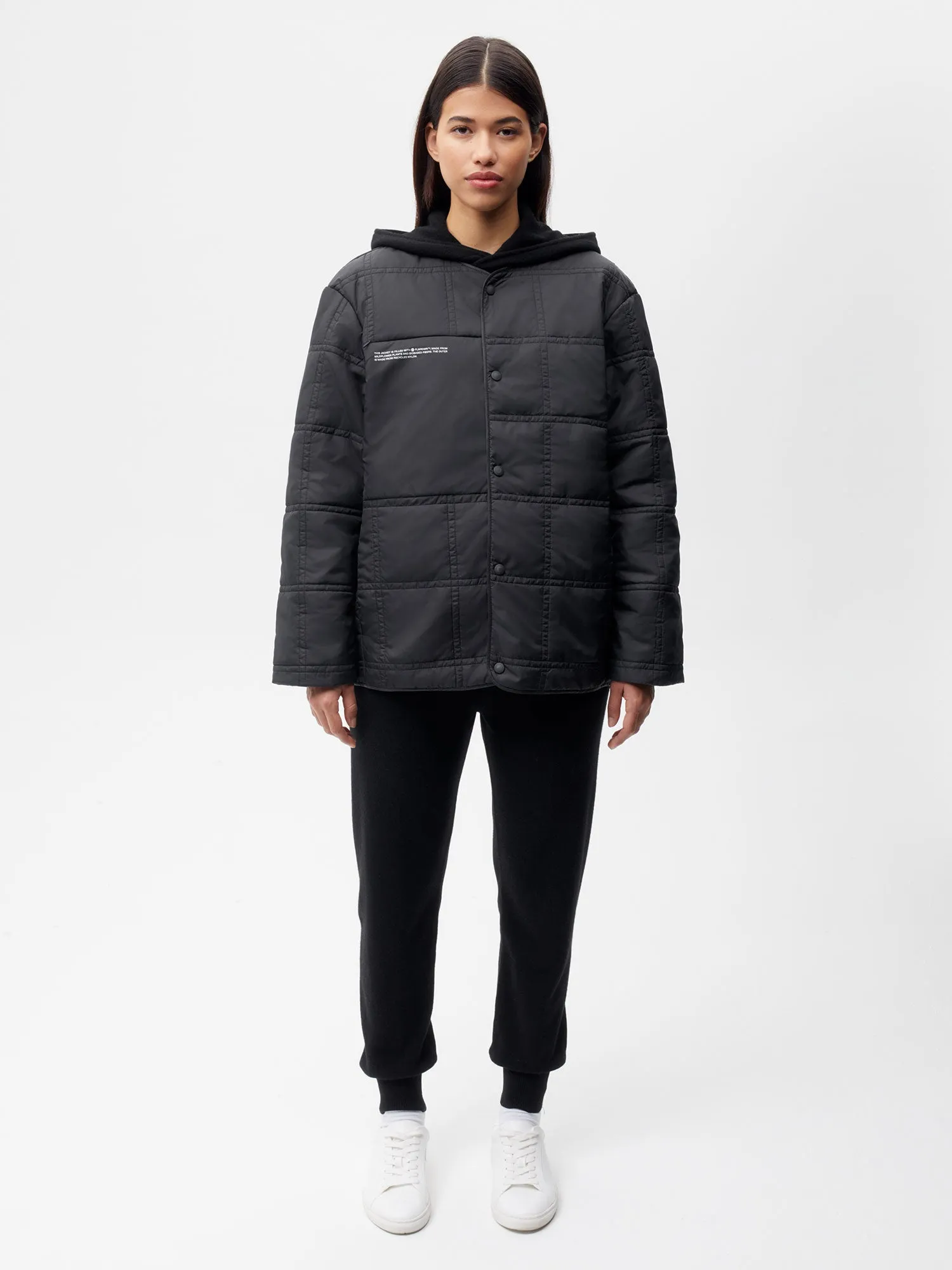 FLWRDWN™ Quilted Collarless Jacket—black