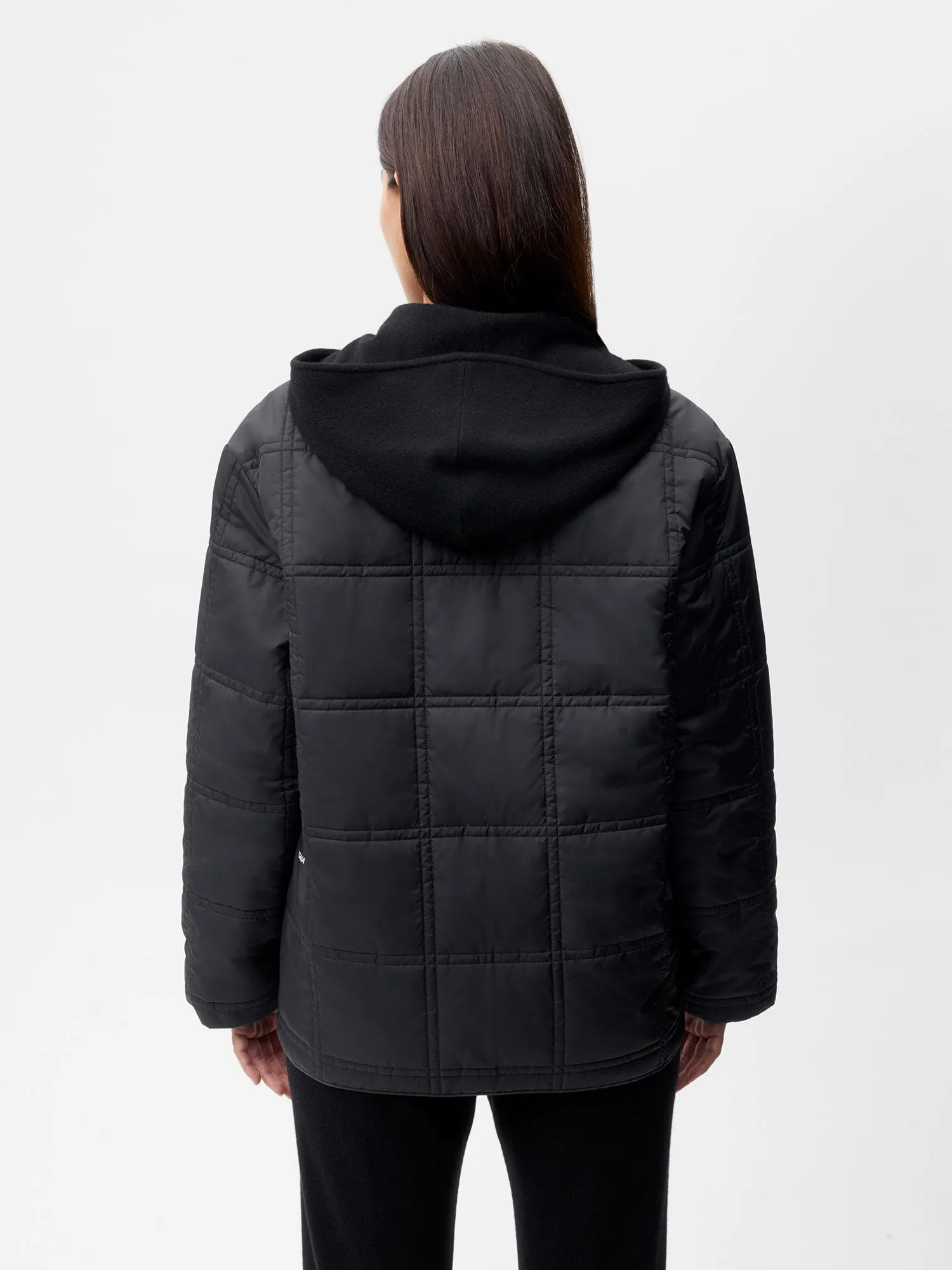 FLWRDWN™ Quilted Collarless Jacket—black