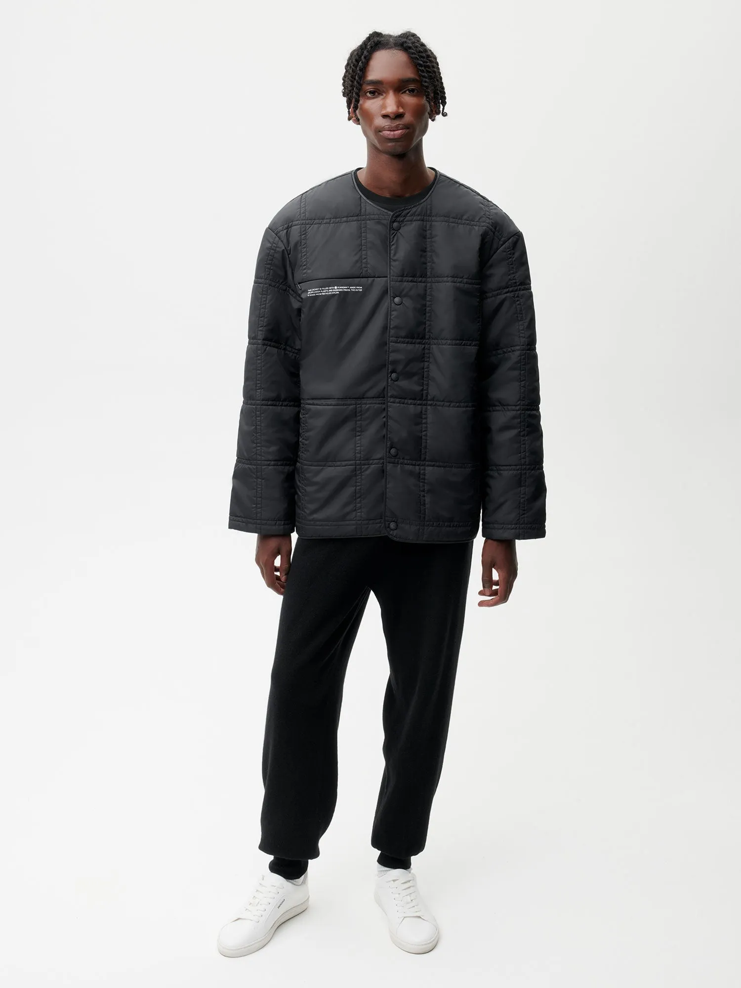 FLWRDWN™ Quilted Collarless Jacket—black