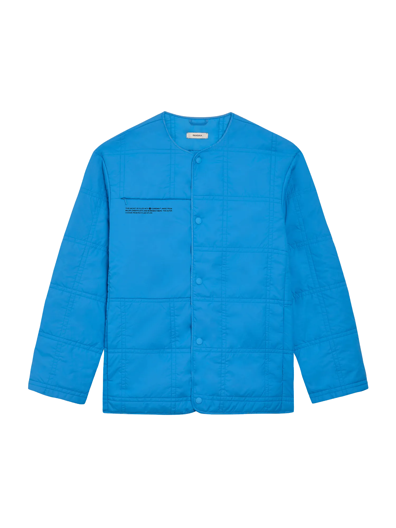 FLWRDWN™ Quilted Collarless Jacket—cerulean blue