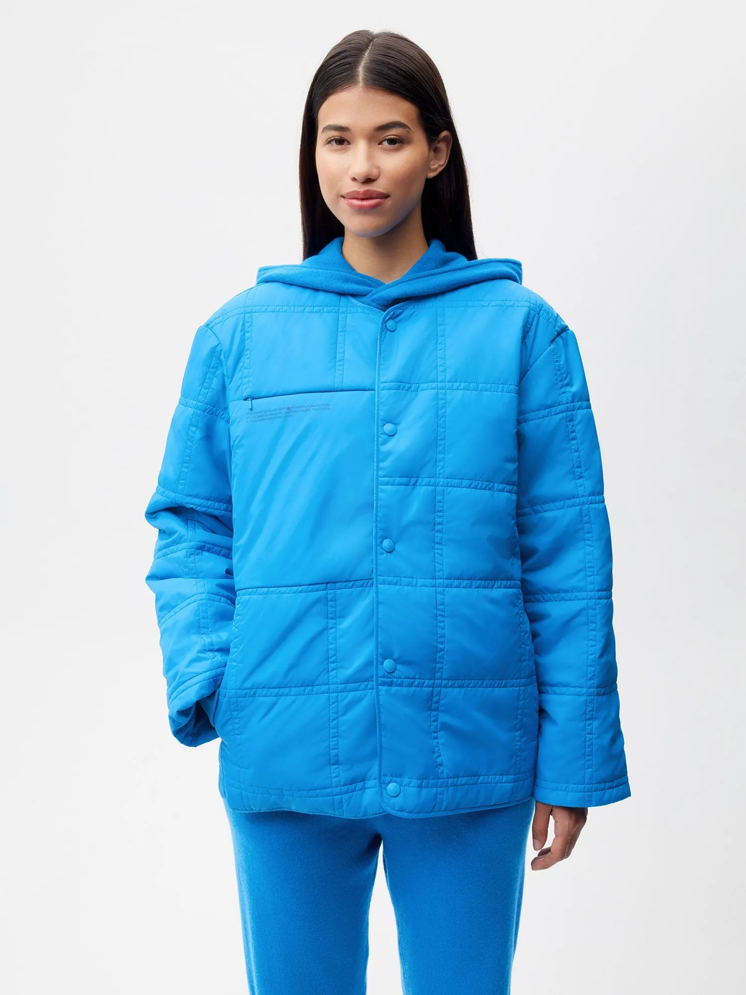 FLWRDWN™ Quilted Collarless Jacket—cerulean blue