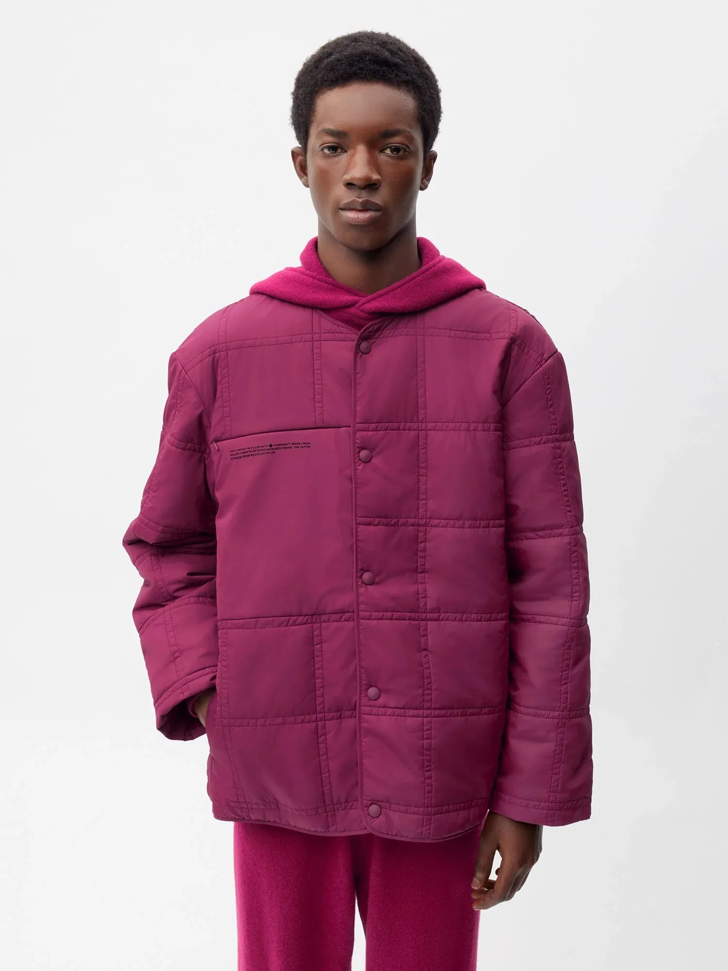 FLWRDWN™ Quilted Collarless Jacket—plum purple