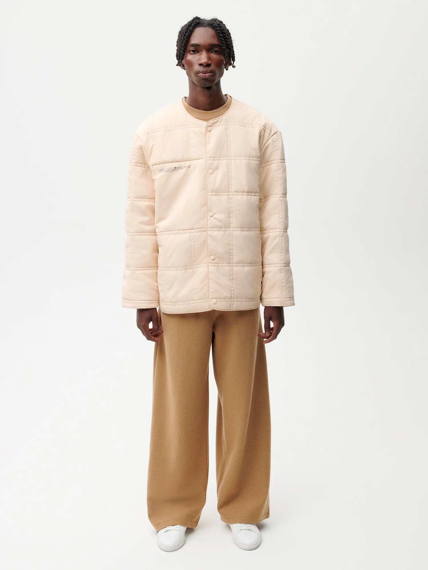 FLWRDWN™ Quilted Collarless Jacket—sand