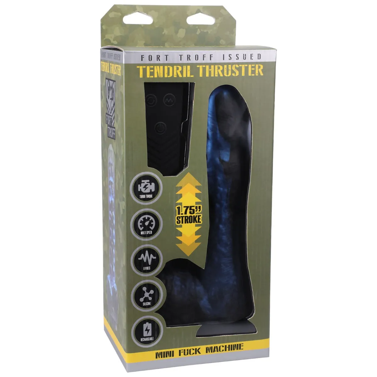 Fort Troff Tendril Thruster Mini Fuck Machine Dildo Silicone Blue Black