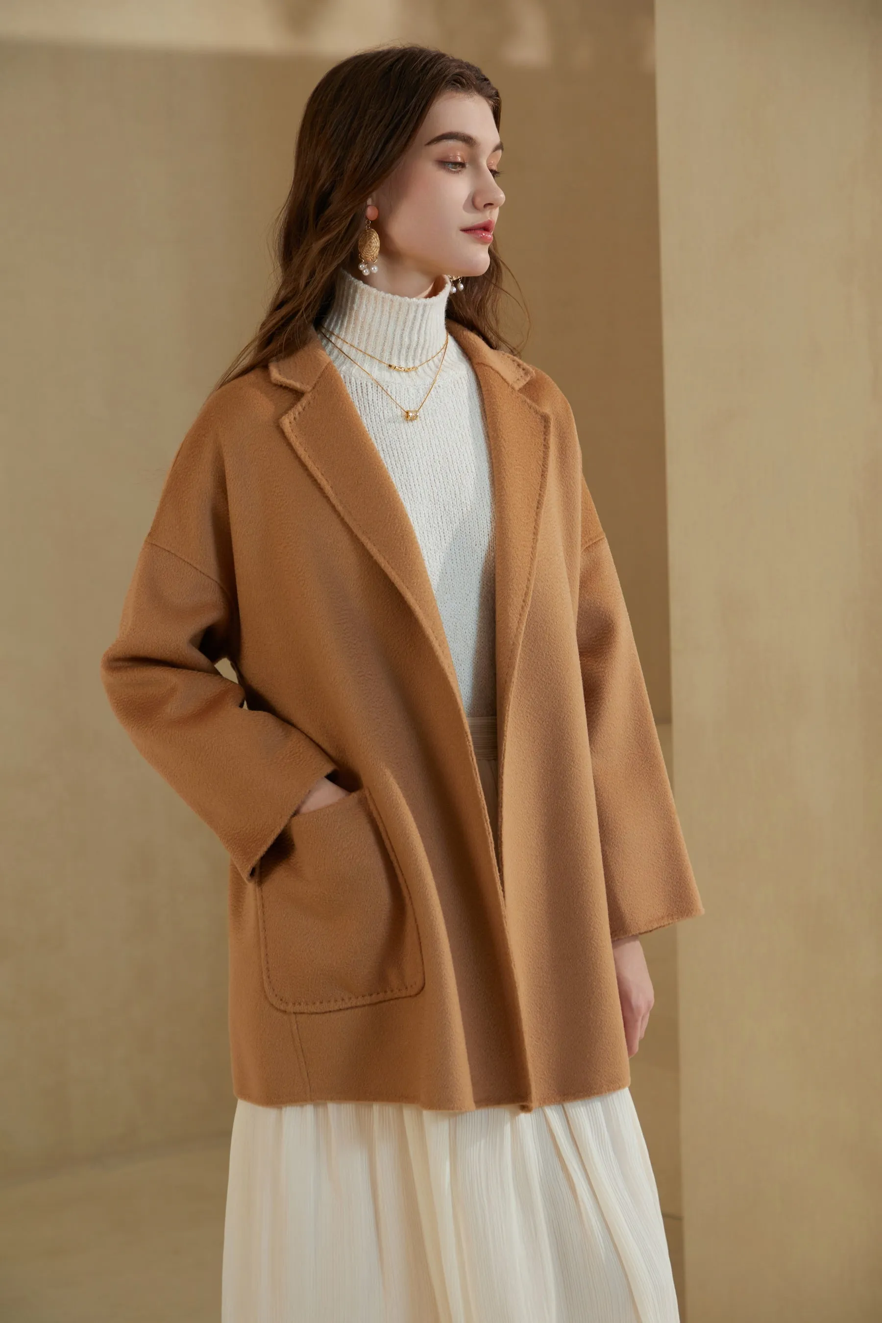 GDS Noelle Merino Wrap Short Coat | Camel