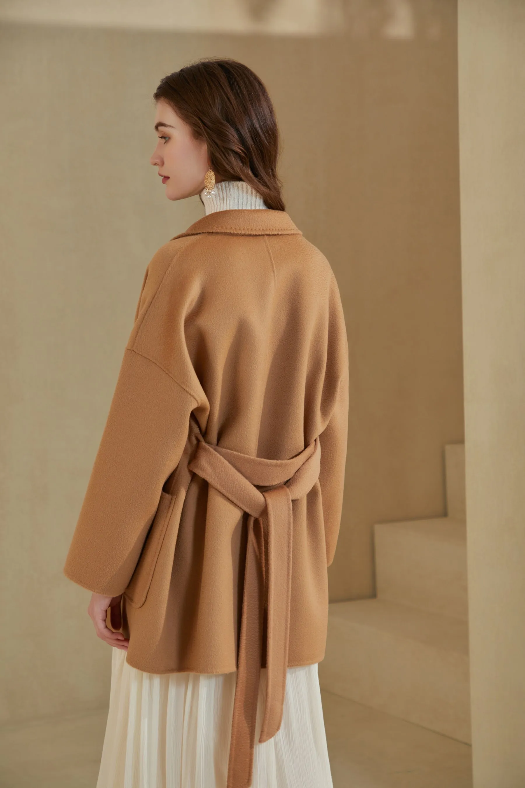 GDS Noelle Merino Wrap Short Coat | Camel