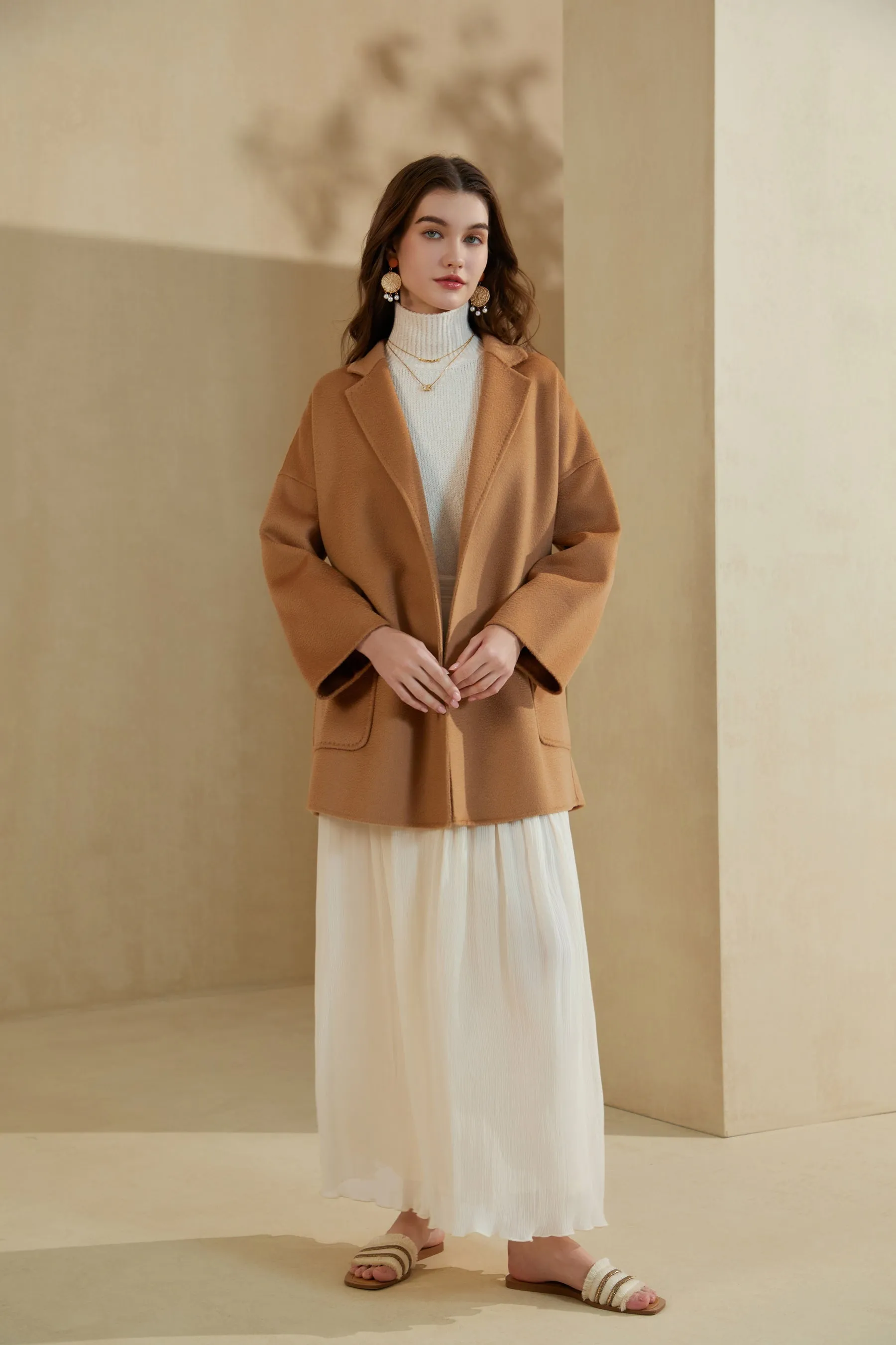 GDS Noelle Merino Wrap Short Coat | Camel