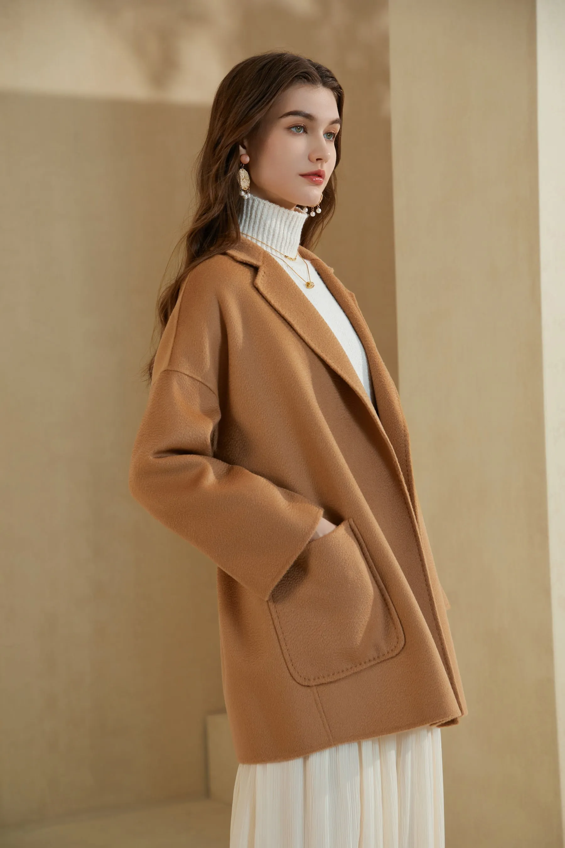 GDS Noelle Merino Wrap Short Coat | Camel