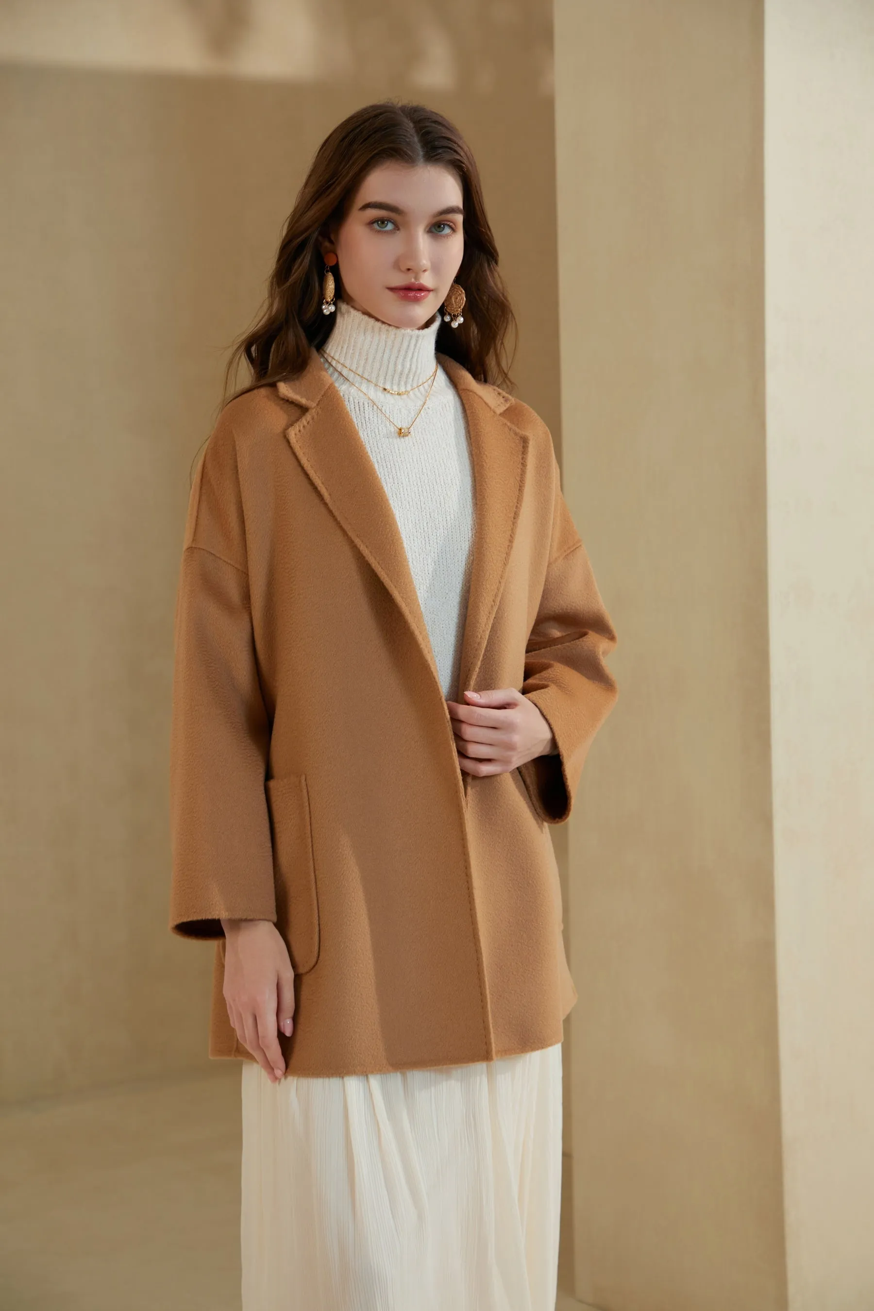 GDS Noelle Merino Wrap Short Coat | Camel