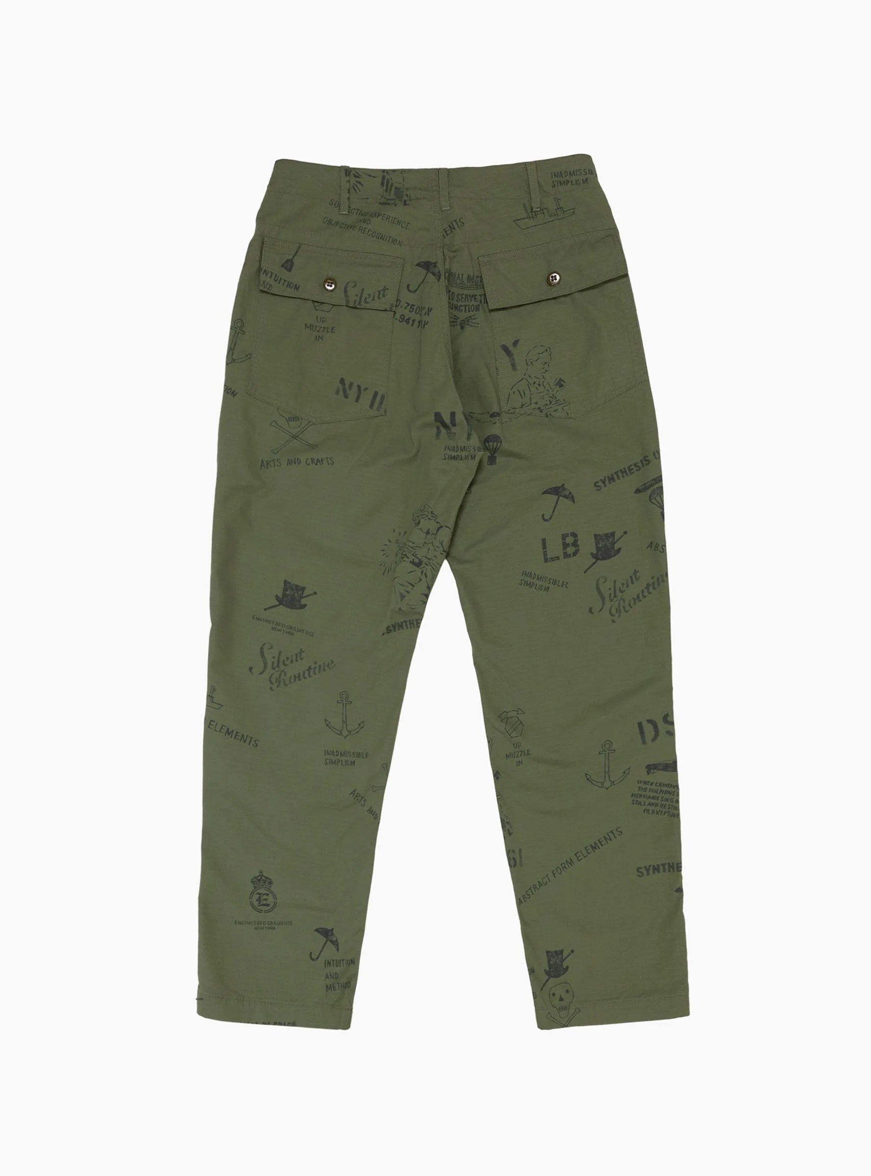 Graffiti Print Fatigue Pant Olive