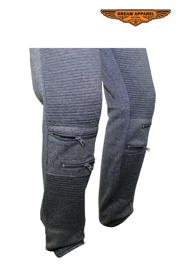 Gray Multi-Pocket Ribbed Panel Joggers