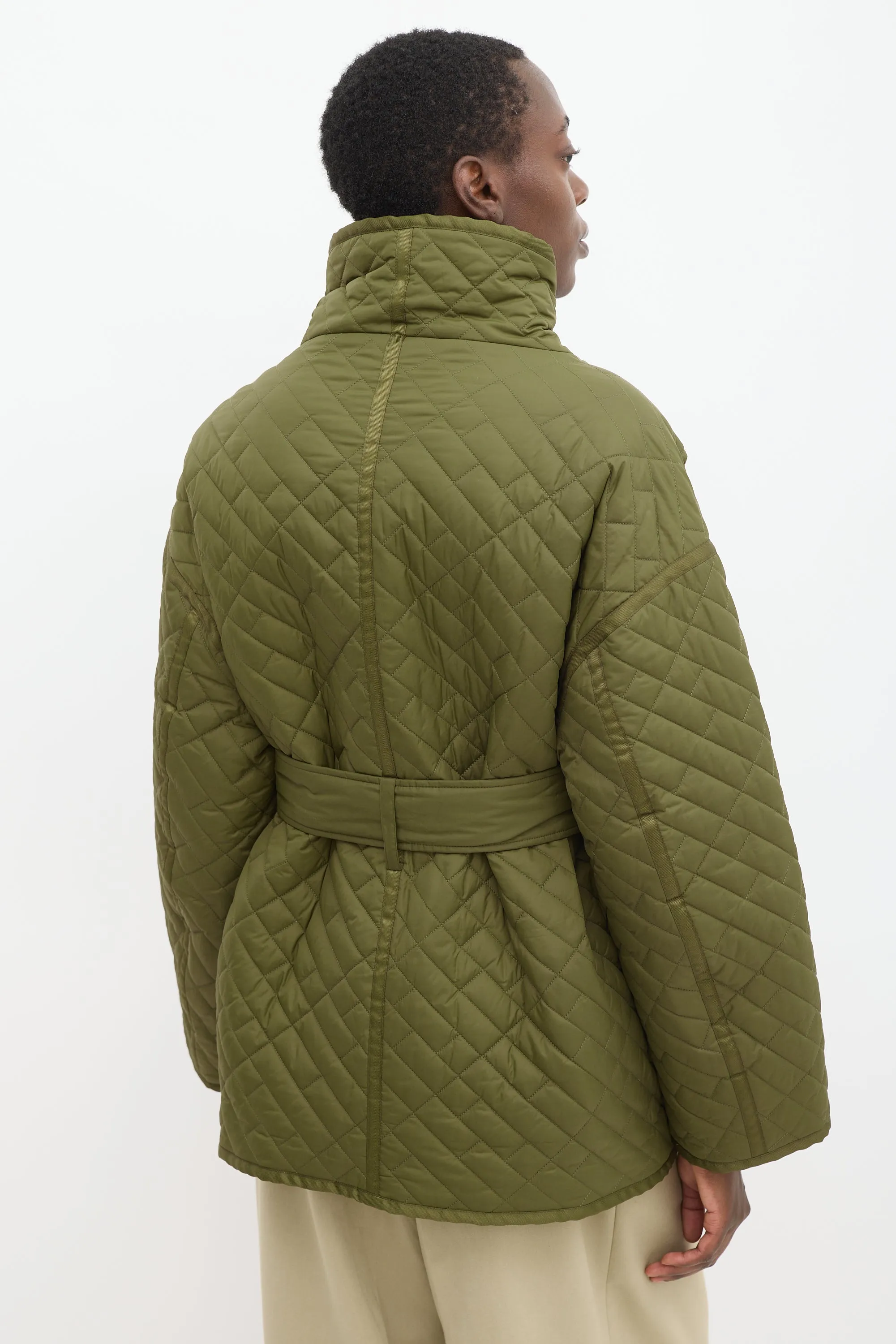 Green Quilted Wrap Jacket