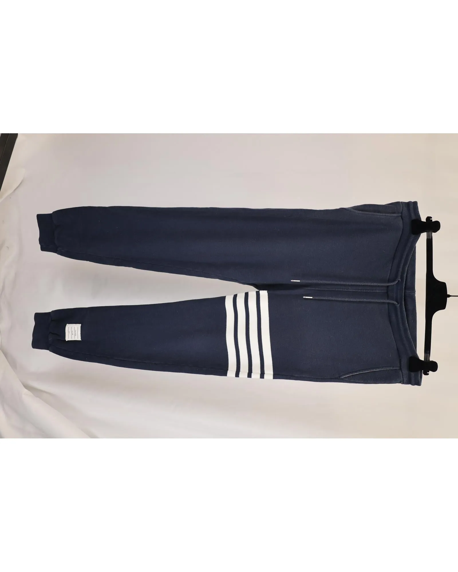 Grey Engineered 4 Bar Jersey Sweatpants in Navy Blue Cotton