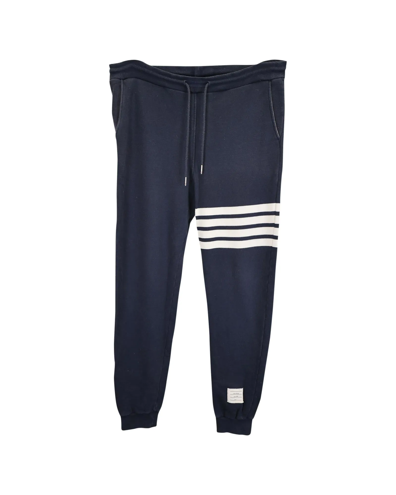 Grey Engineered 4 Bar Jersey Sweatpants in Navy Blue Cotton