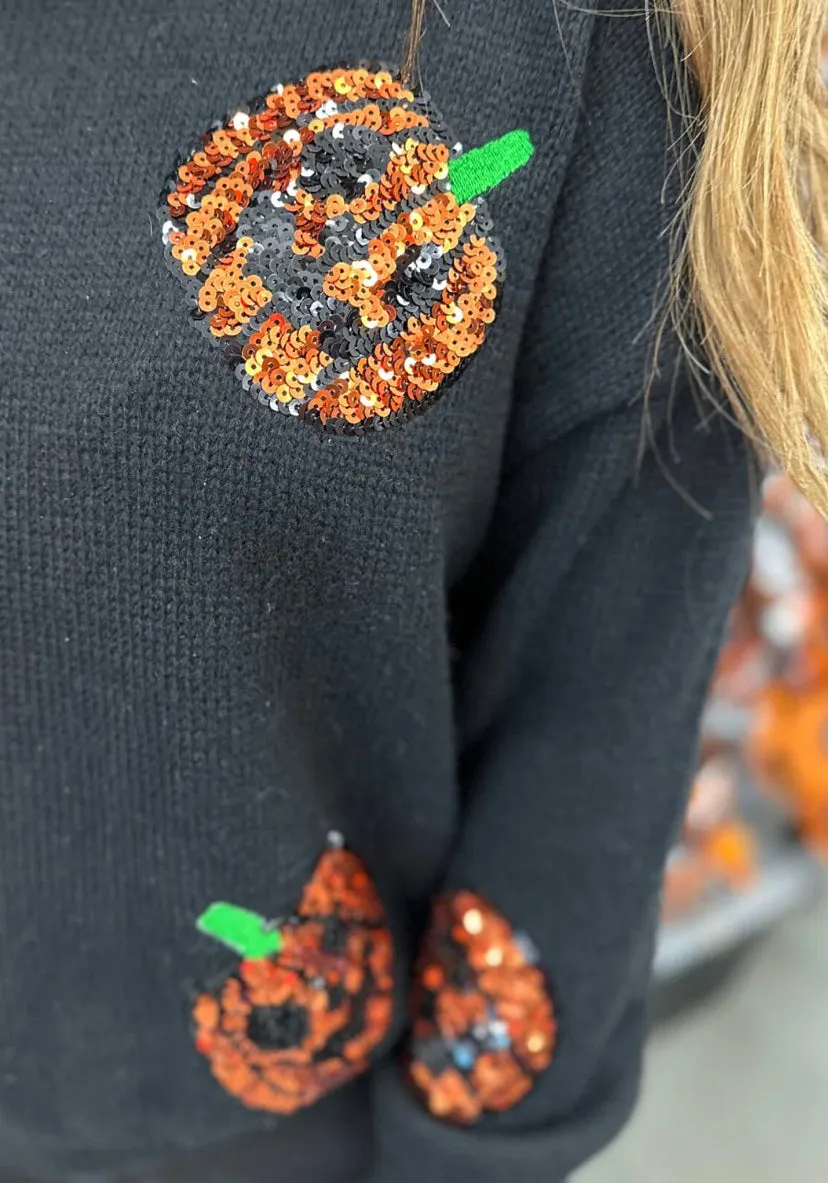 Hallo-Queen Sequin Pumpkin Sweater