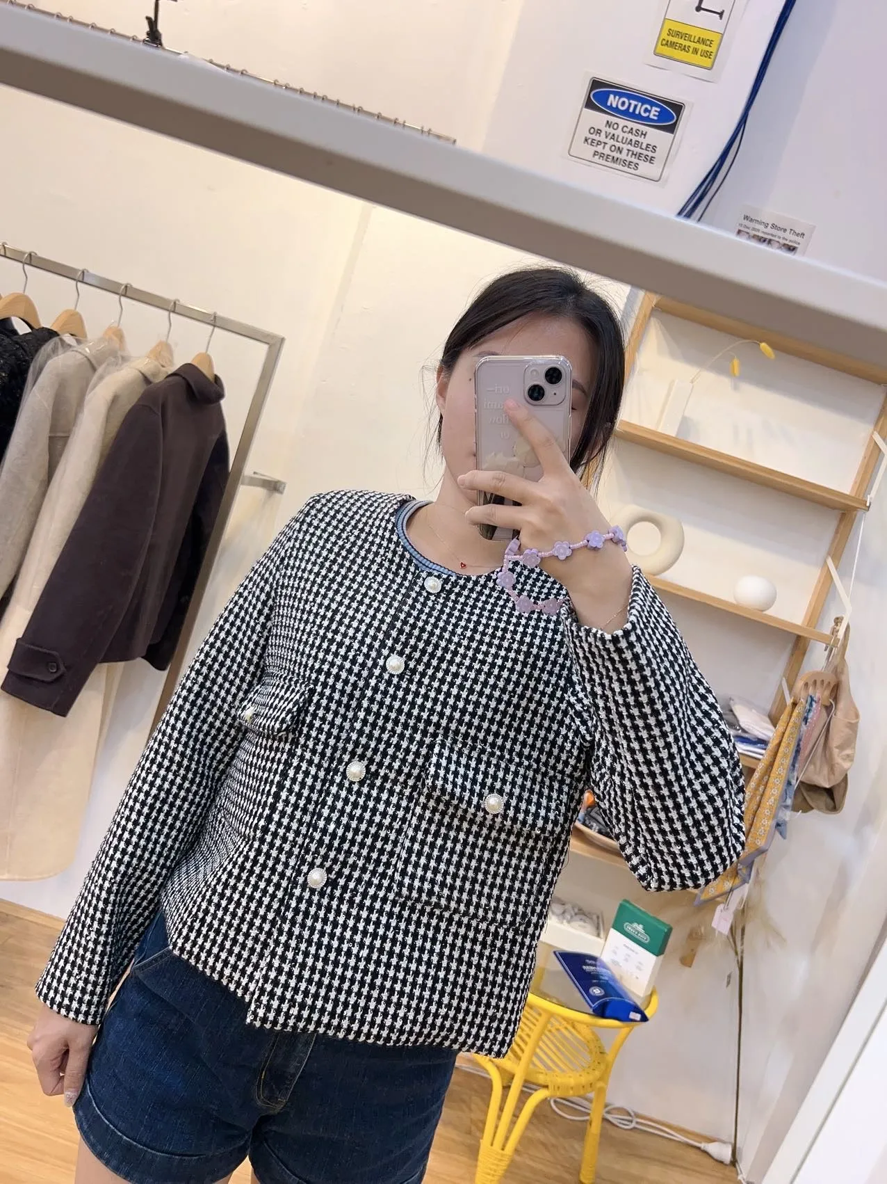 Houndstooth wool jacket