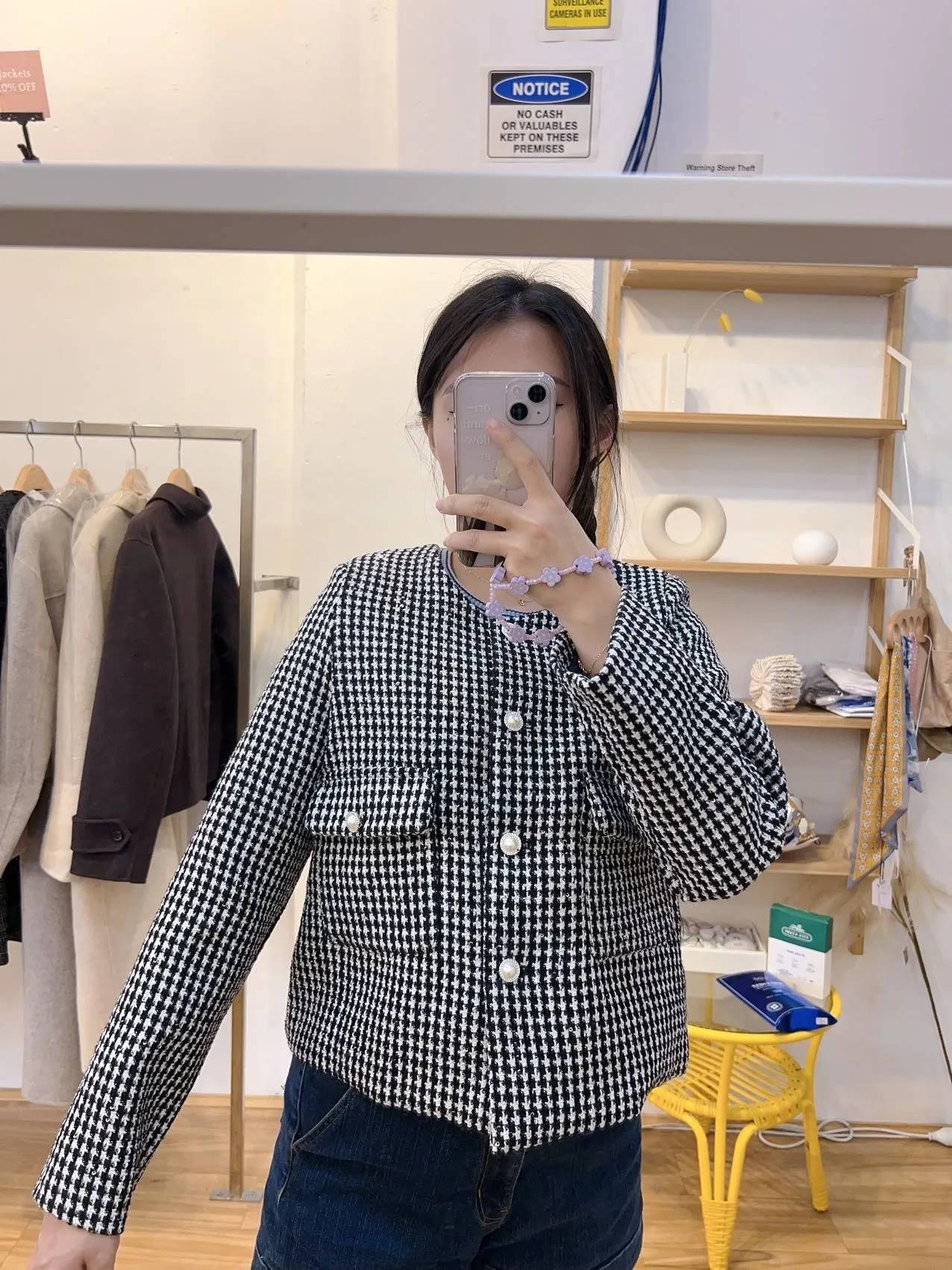 Houndstooth wool jacket