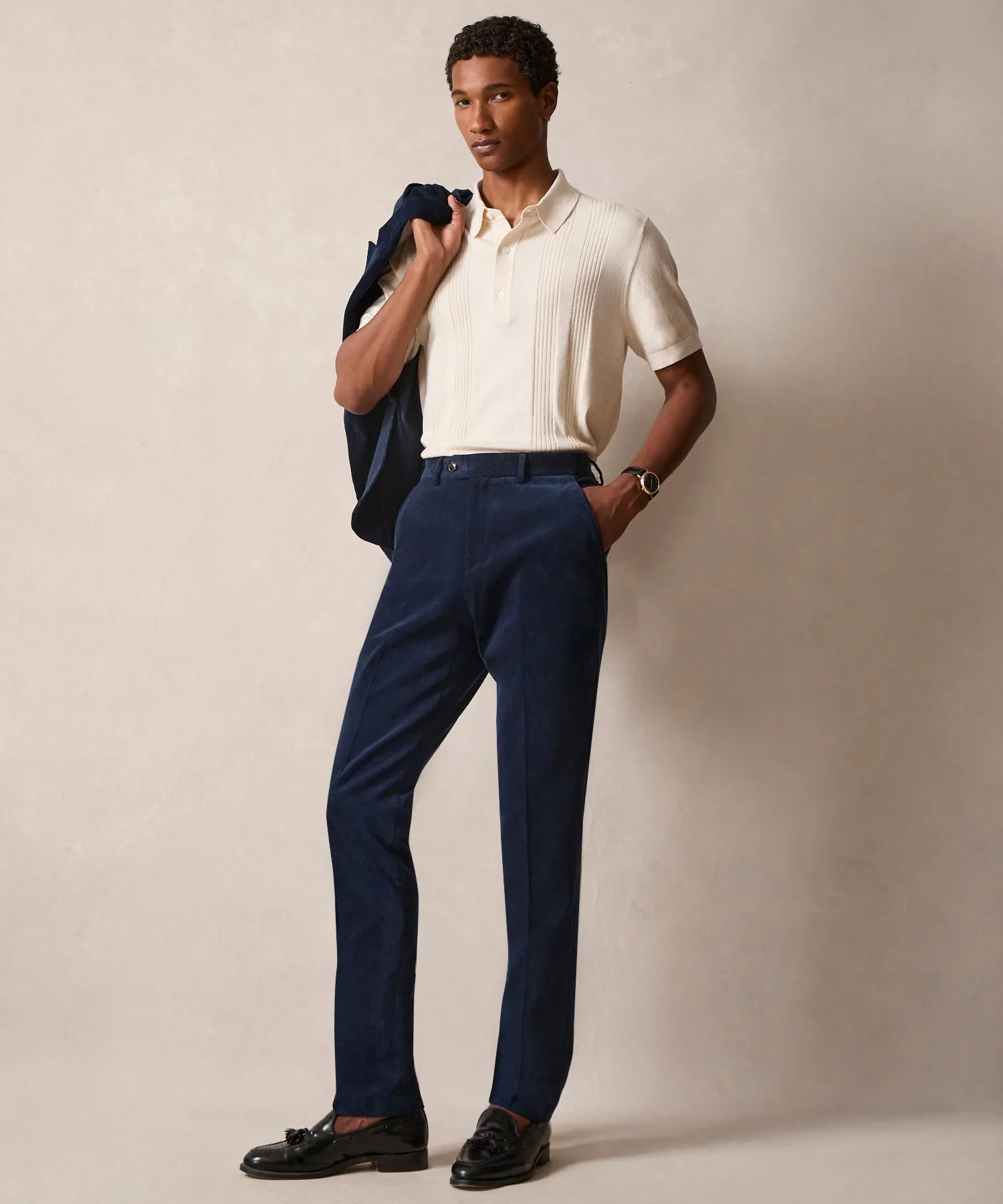 Italian Corduroy Sutton Trouser in Navy