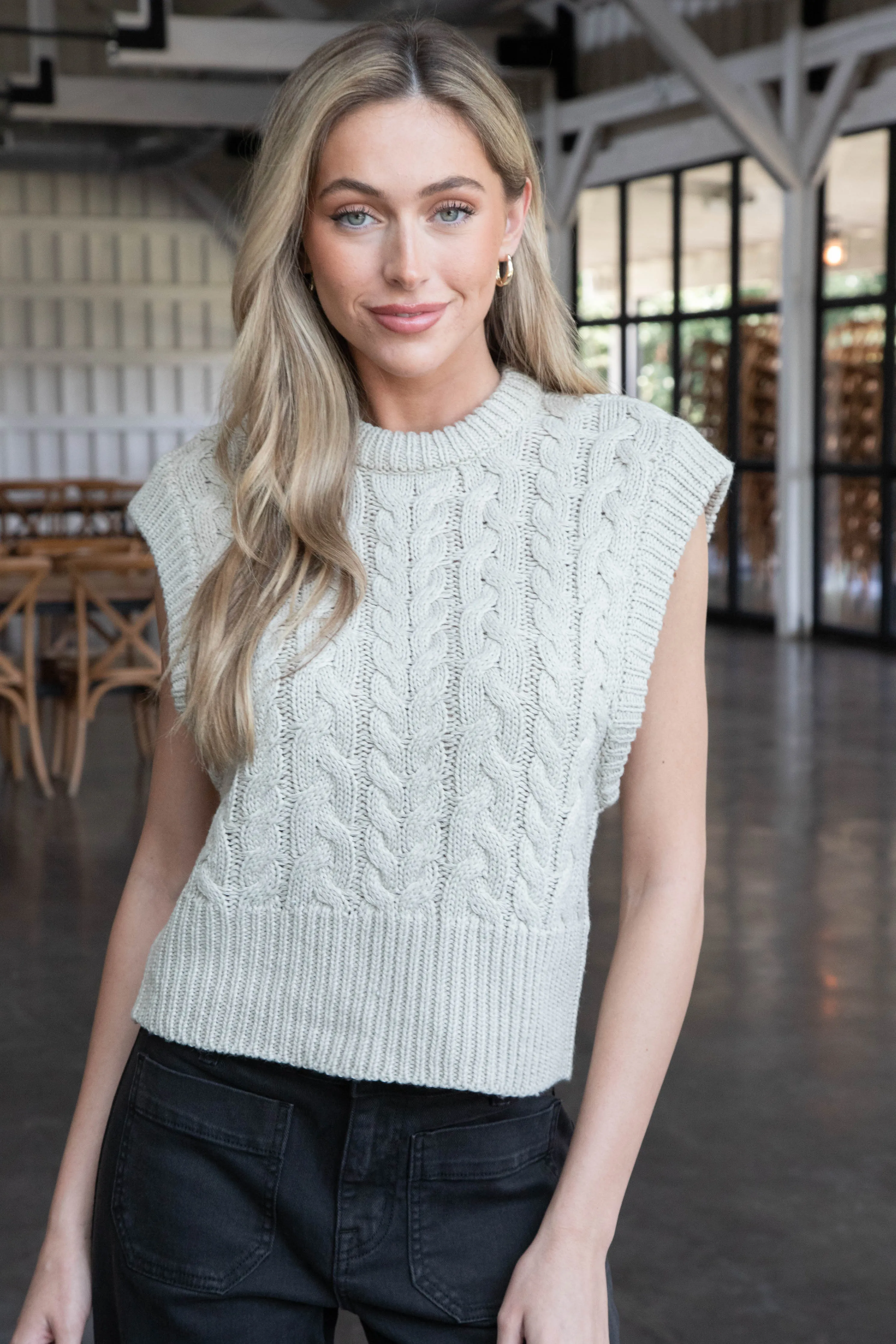 Jesabelle Sleeveless Sweater, Sanded Stone | RD Style