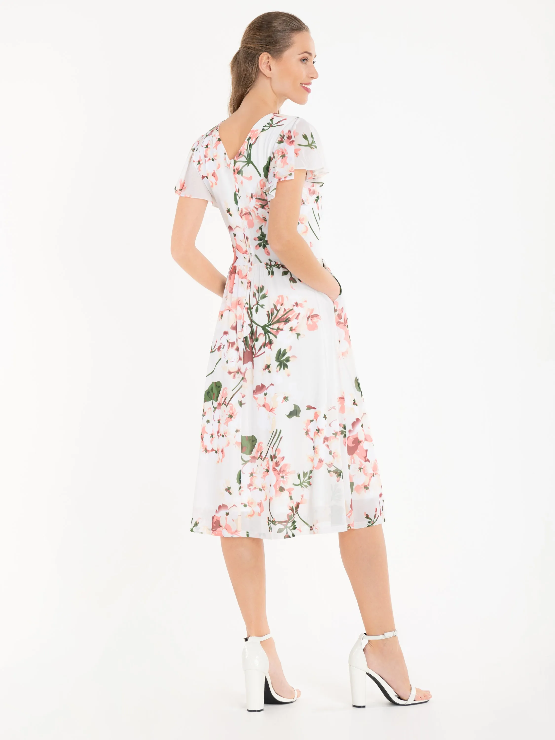 Jolie Moi Chailee Midi Dress, Cream Floral