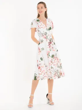 Jolie Moi Chailee Midi Dress, Cream Floral