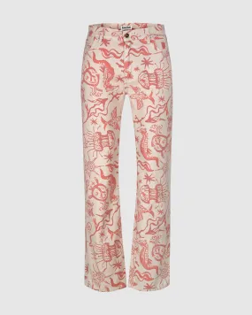 JOY TROUSERS IN BEIGE AND RED