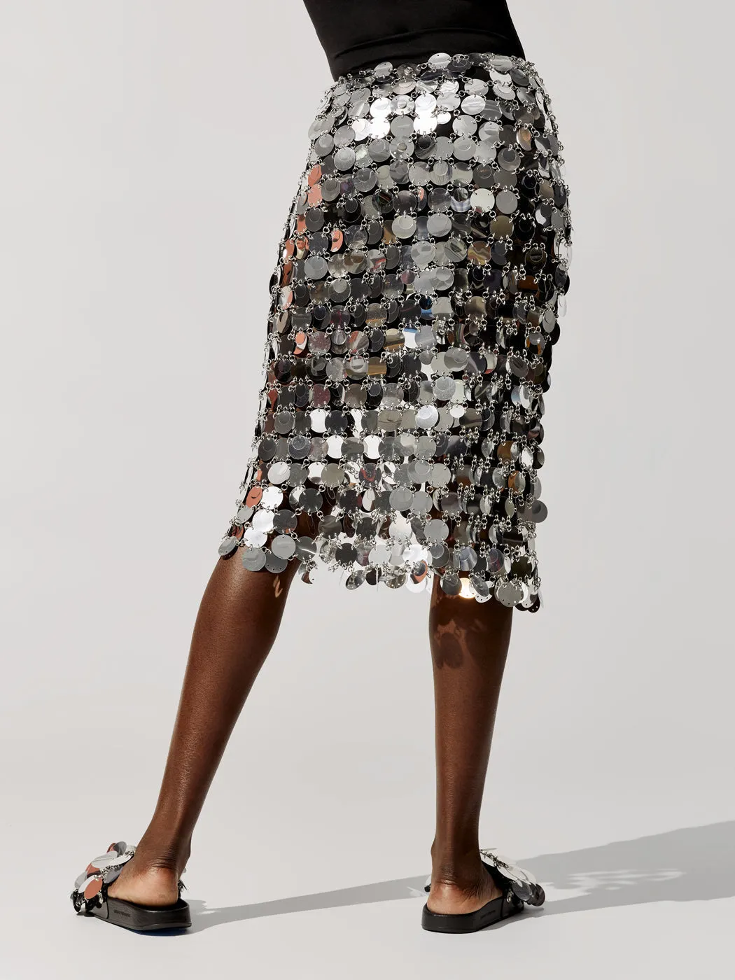 Jupe Sparkle Silver Sequin Skirt - Silver