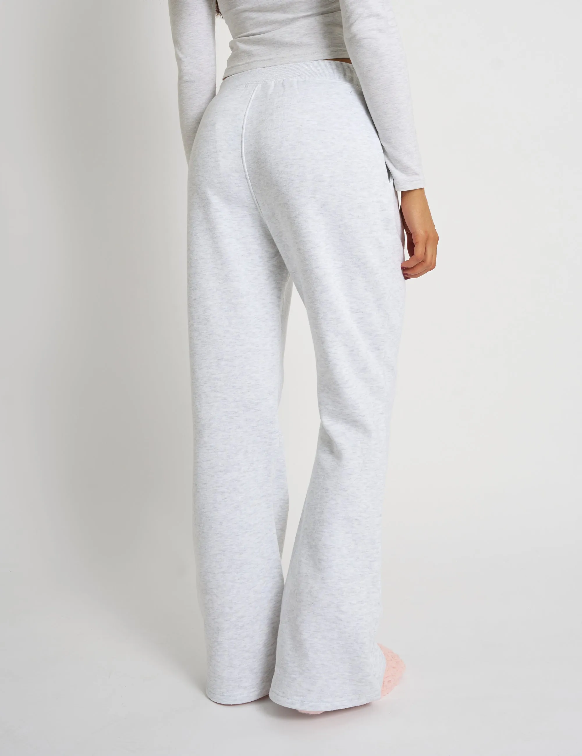 Kaiia Bow Detail Cross Over Waistband Joggers Light Grey Marl