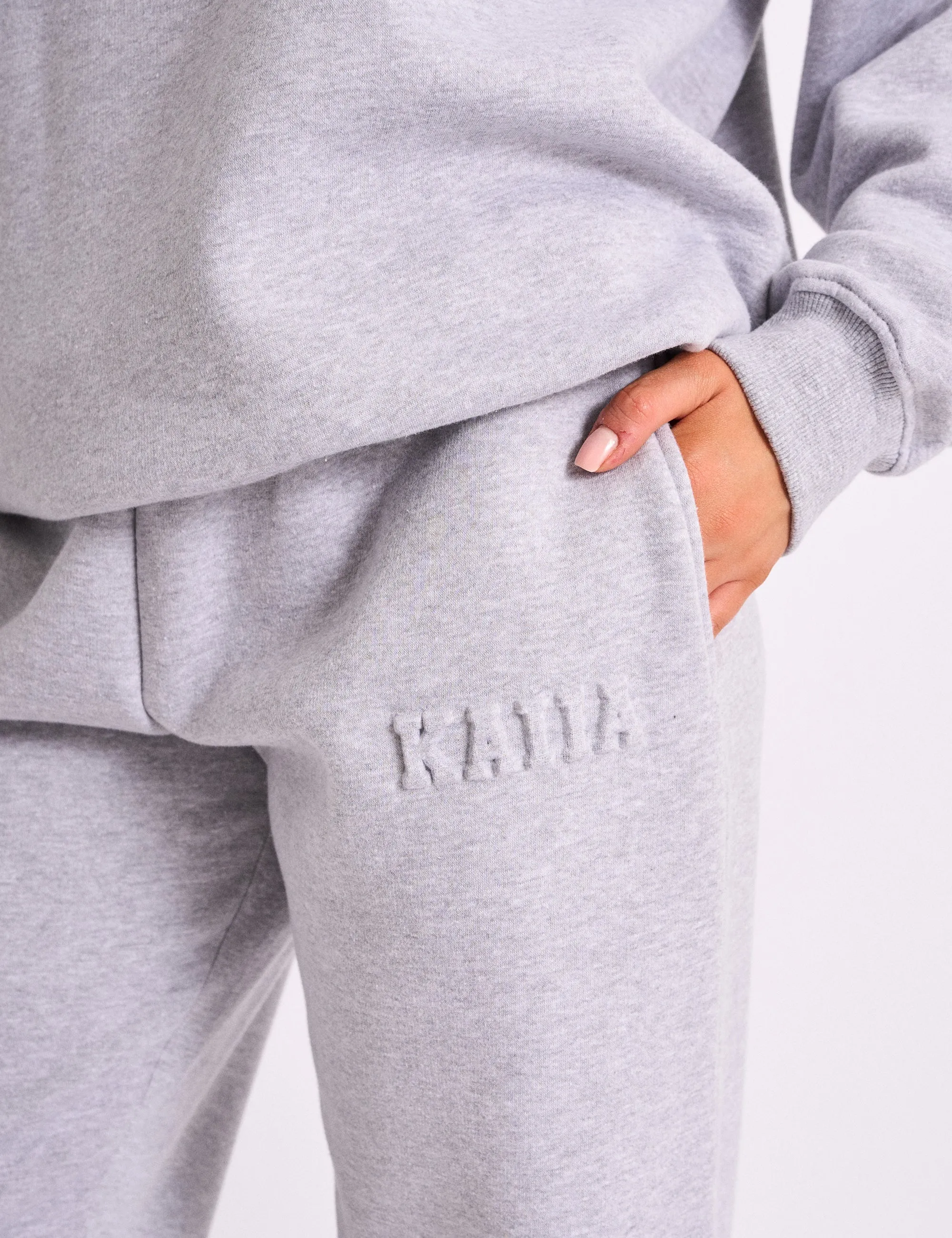 Kaiia Embossed Logo Cuffed Joggers Grey Marl