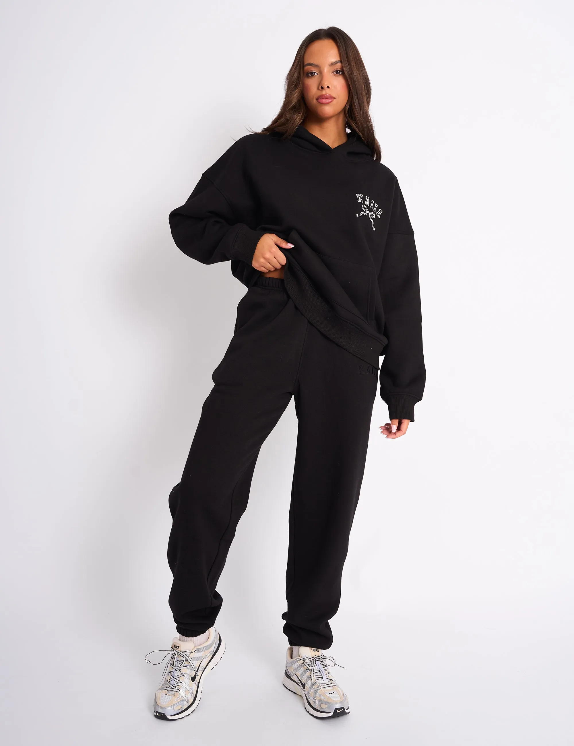 Kaiia Logo Cuffed Joggers Black