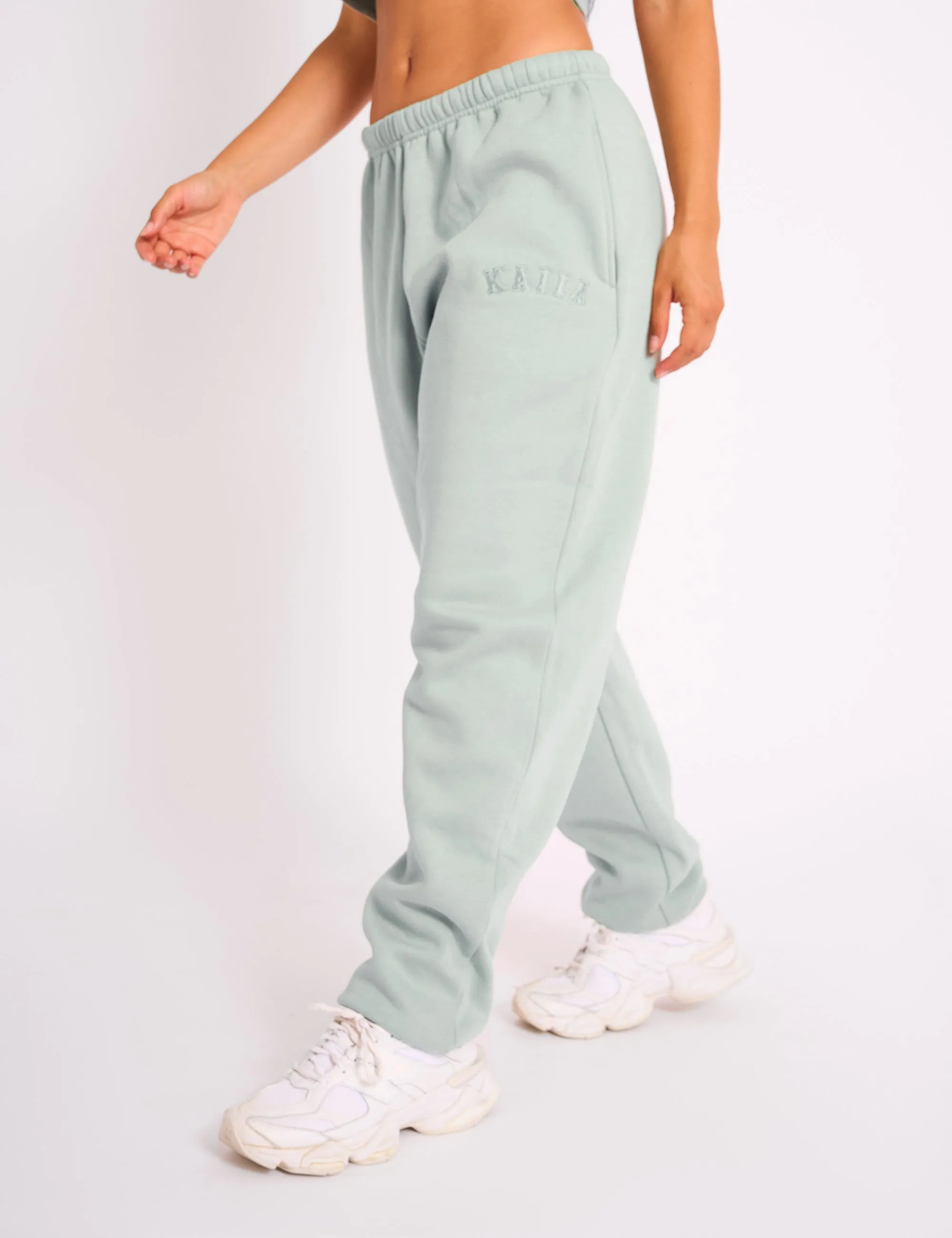 Kaiia Logo Cuffed Joggers Sage Green