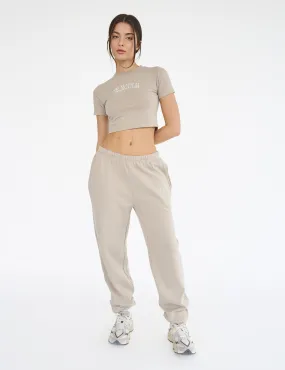 Kaiia Logo Cuffed Joggers Stone