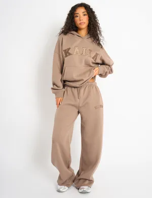 Kaiia Logo Wide Leg Joggers Latte