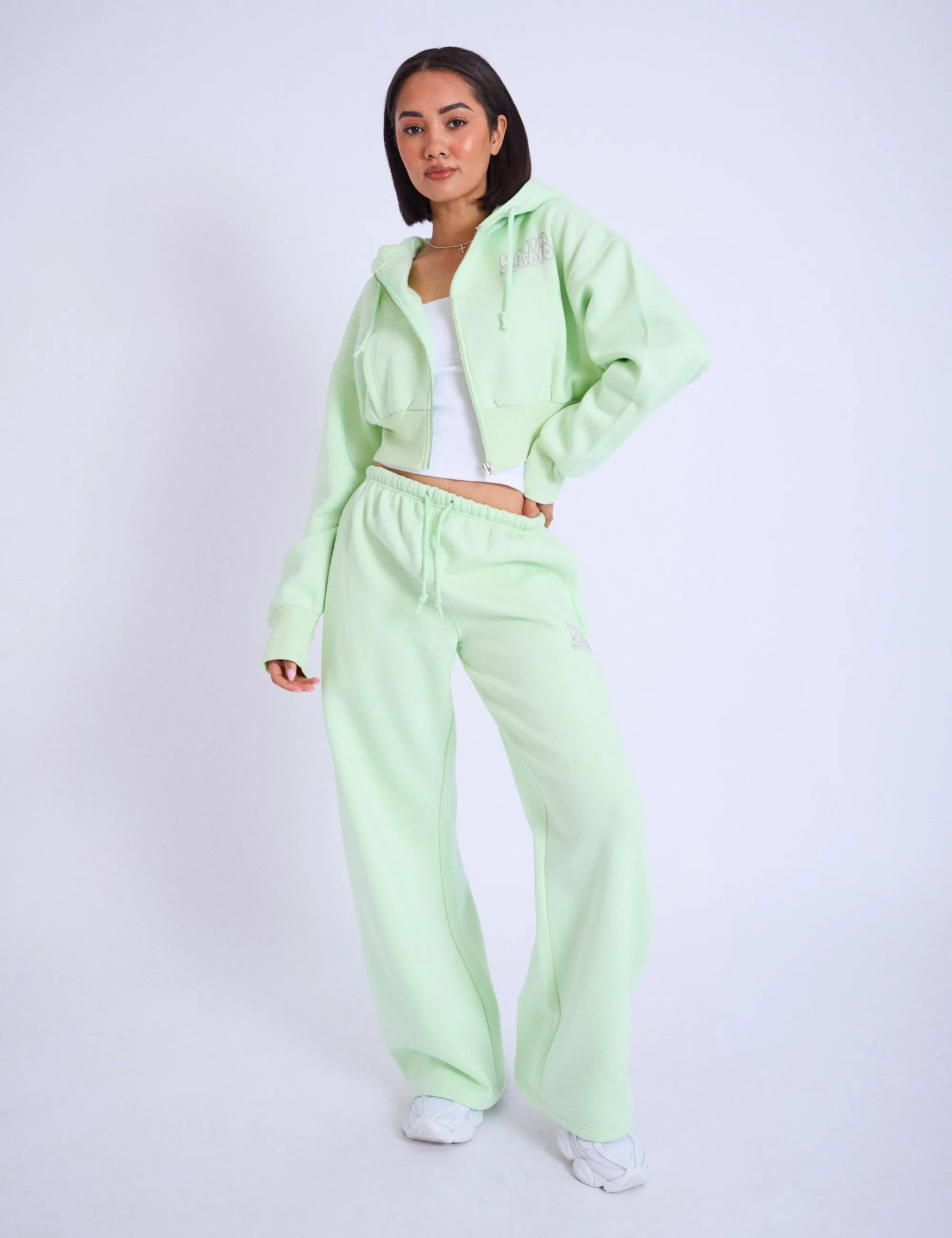 Kaiia Studio Bubble Logo Wide Leg Joggers Lime & Lilac