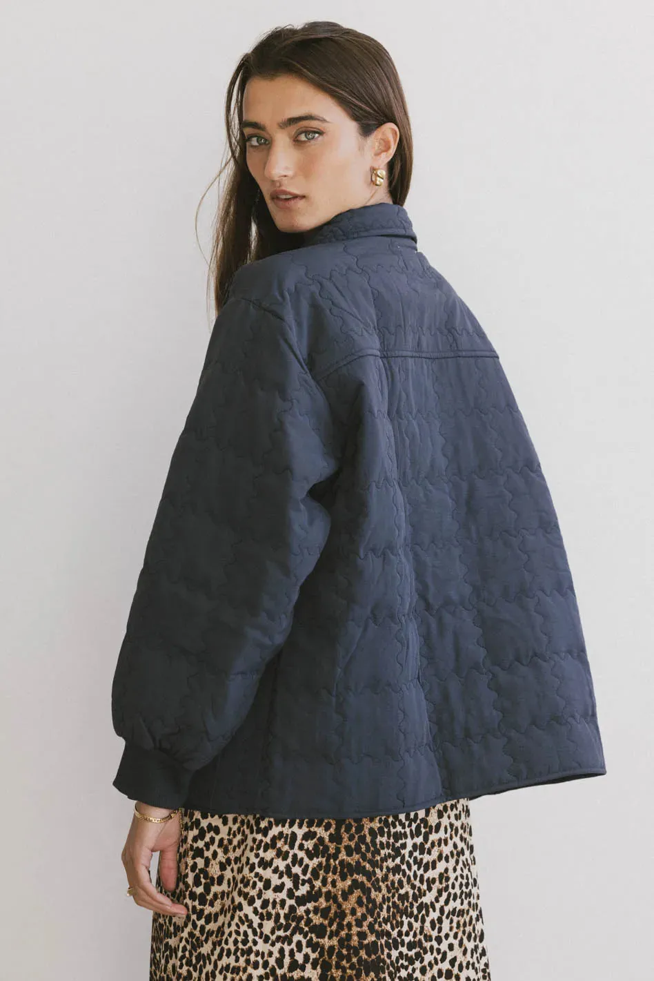 Karlie Quilted Jacket in Navy