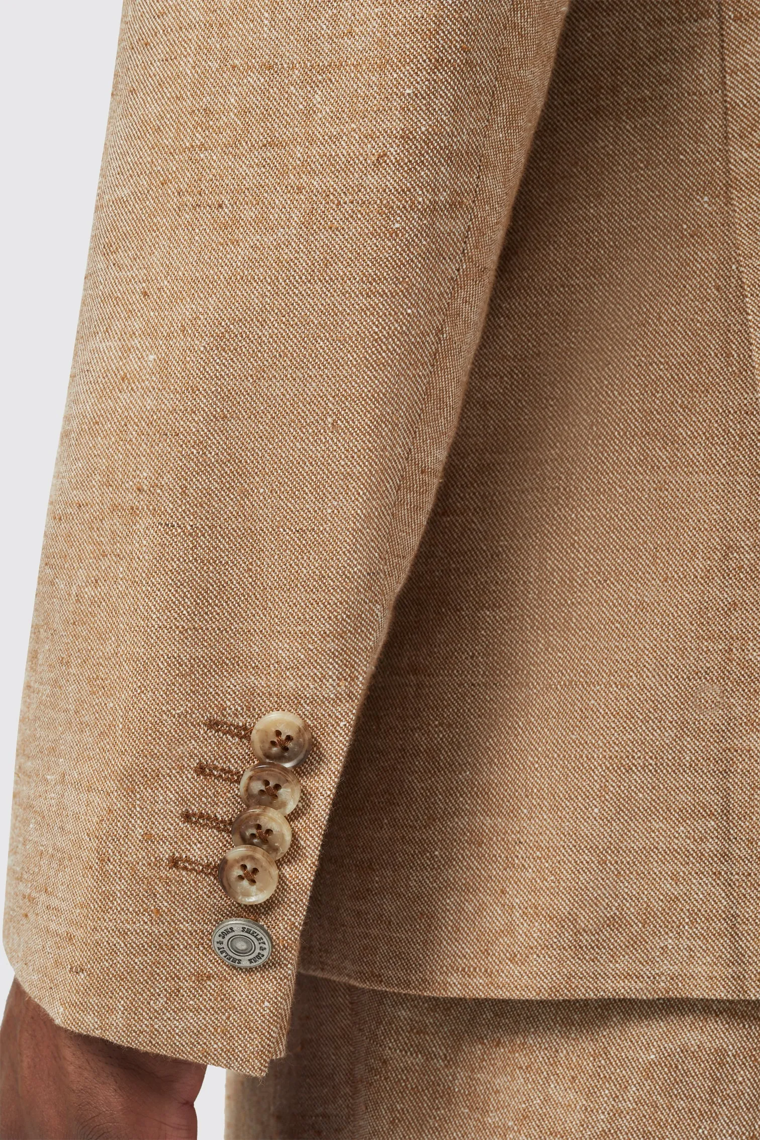 King Slim Fit Tan Linen Suit - ARCHIVE