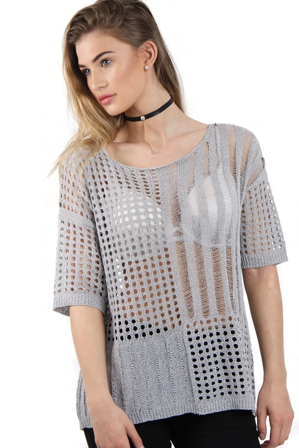 Knitted Ripped Hole Design Top