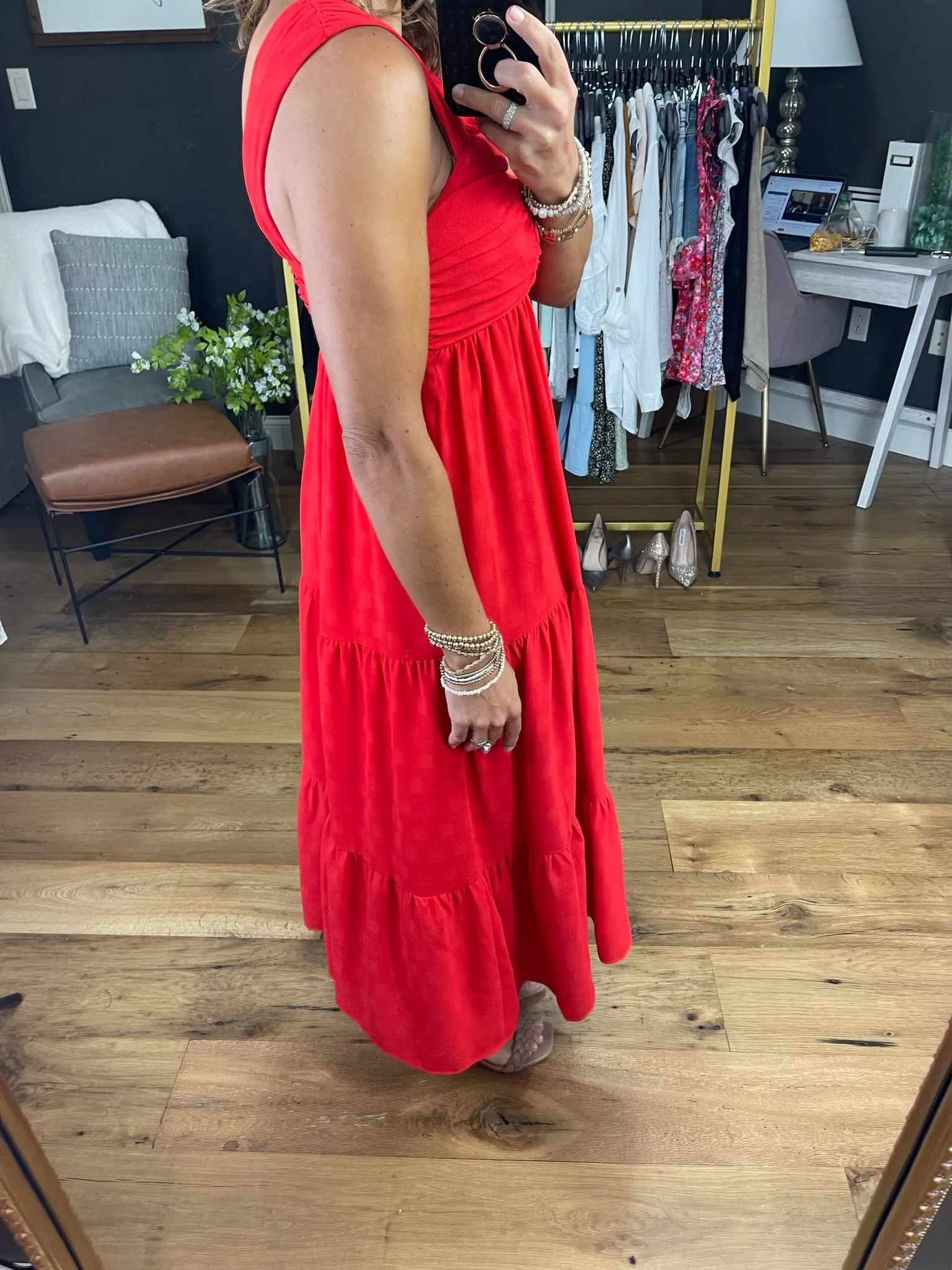 Lady In Red Tiered Maxi Dress - Red