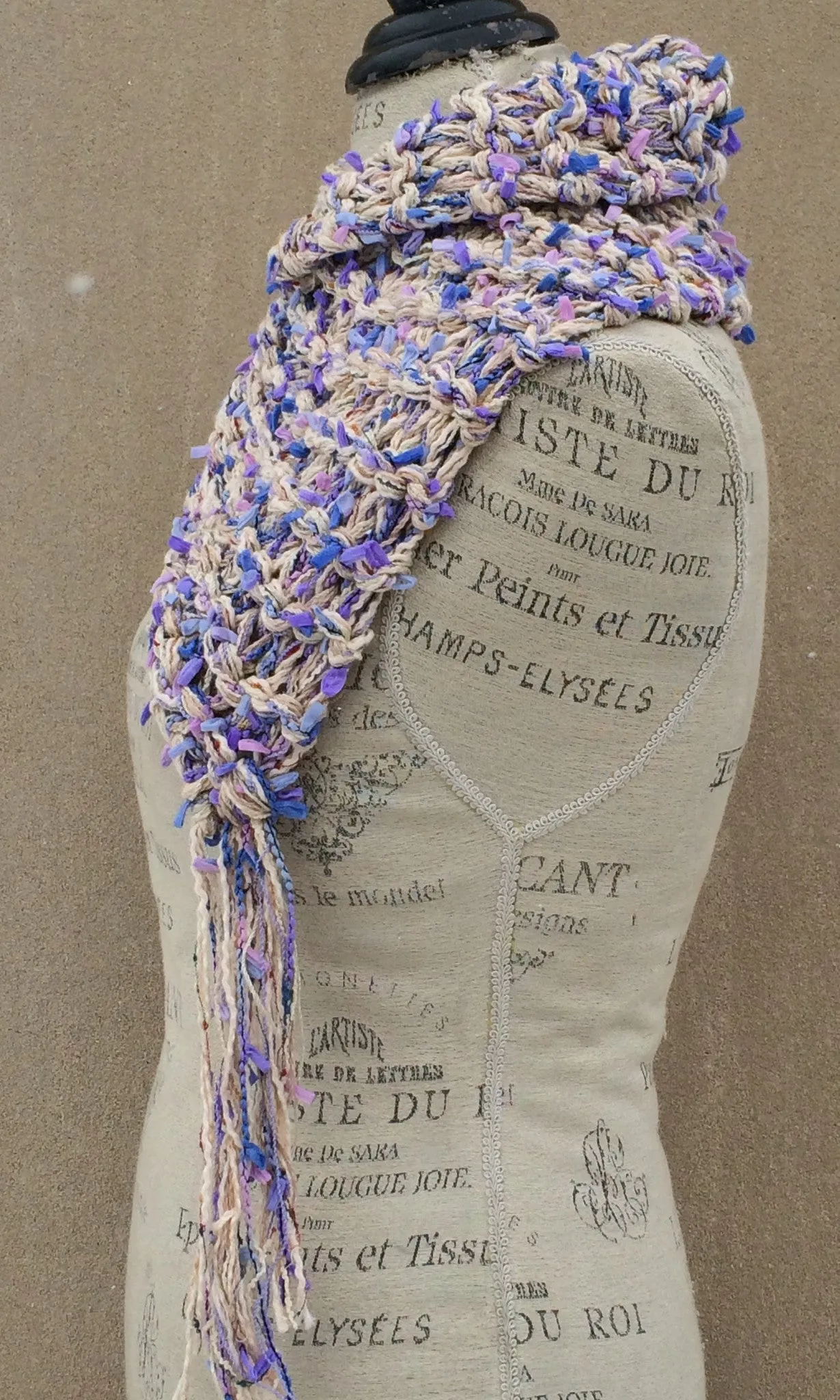 Lavender Tweed w/Fringe Shawl