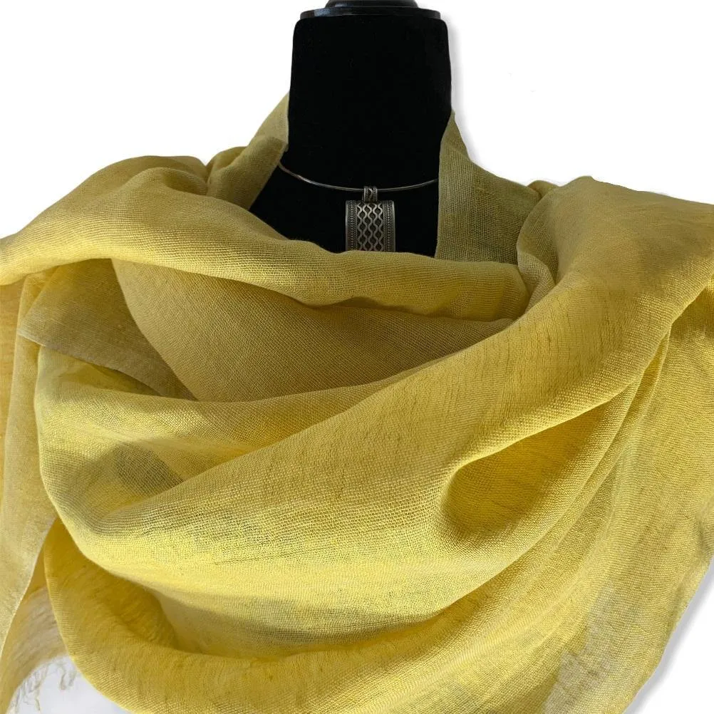 Linen Handwoven Scarf - Canary Yellow